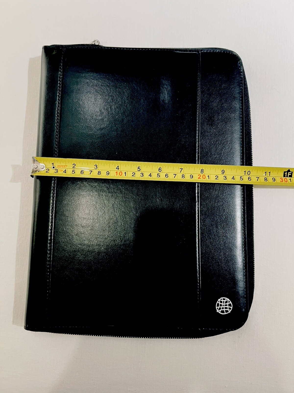 Global Views Work Folio A5 Premium Leather Portfolio Zipper Closure Black New