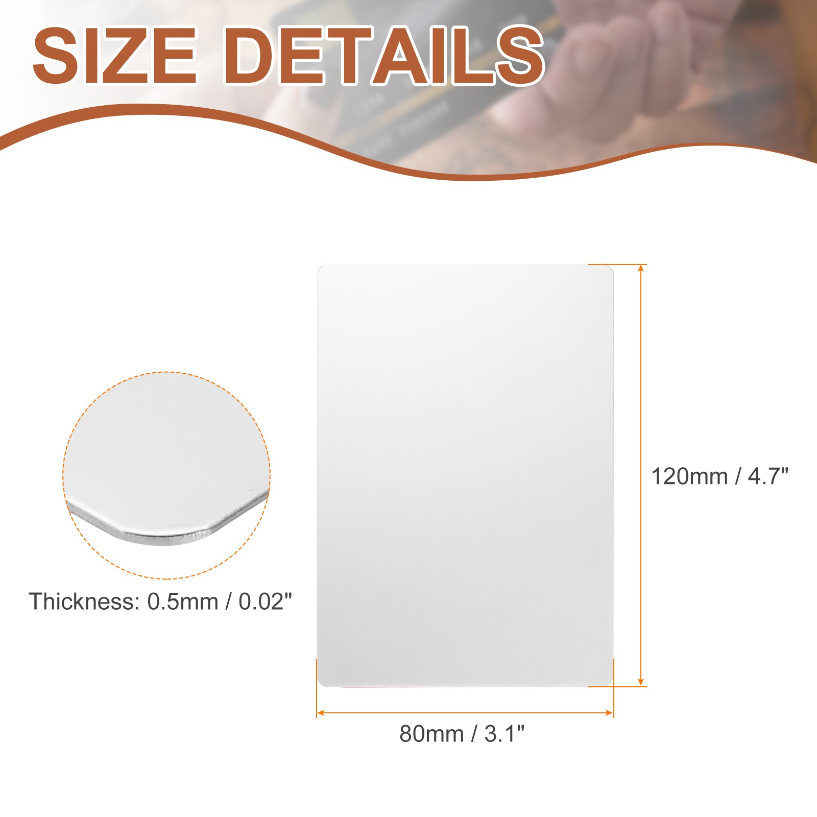 5pcs Metal Business Cards Blanks 4.7×3.1×0.02 Inch Mirror Laser Engrave White