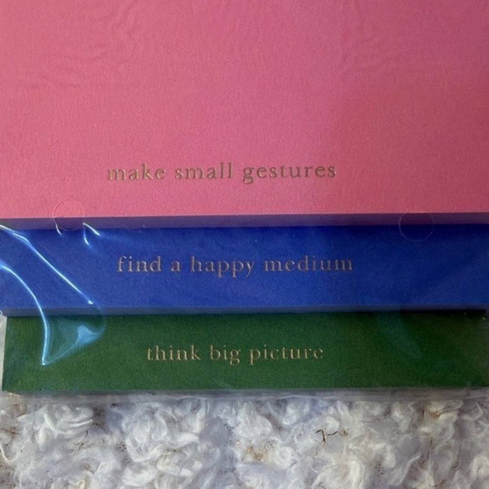Kate Spade New York 3 Piece Notepad Set Pink Blue Green Gold Foil Sentiments NEW