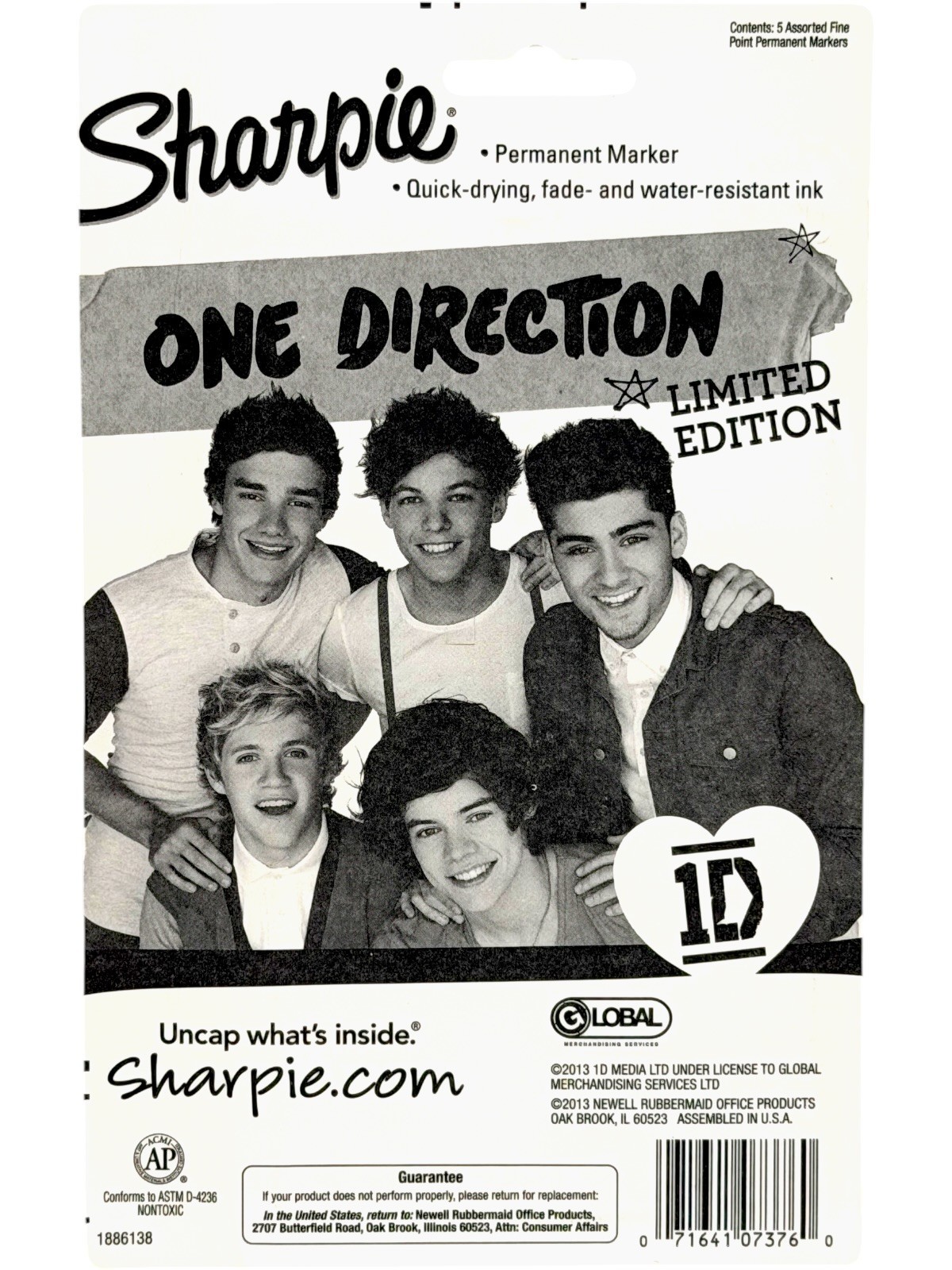 Sharpie One Direction 1D Favorite Colors Limited Edition 5Ct Markers Sealed 2013
