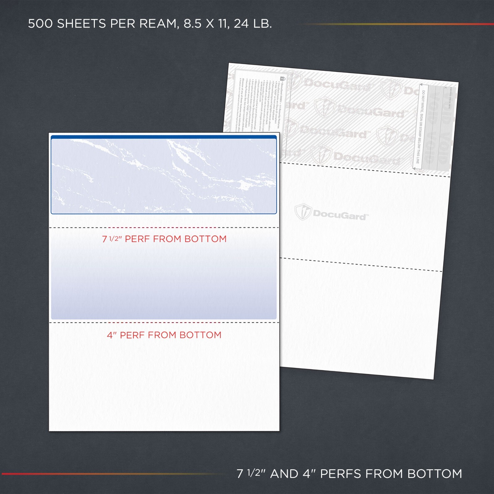 DocuGard Standard Blue Checks, 24 Pound, 8.5 x 11 Inches, Top, Middle or Bottom