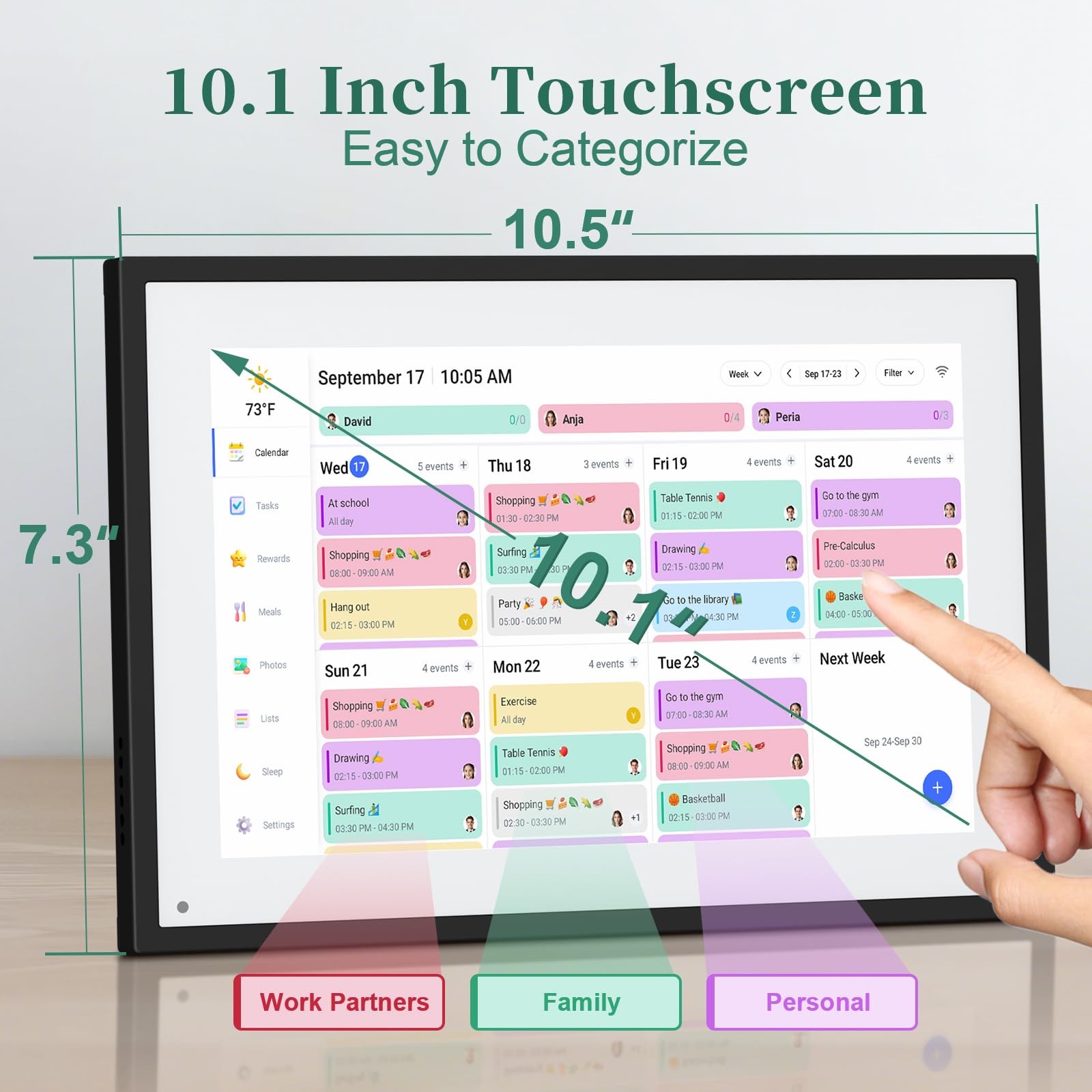 Smart Digital Calendar, 10.1″ HD Touch Screen 10.1 Inch Black, Black