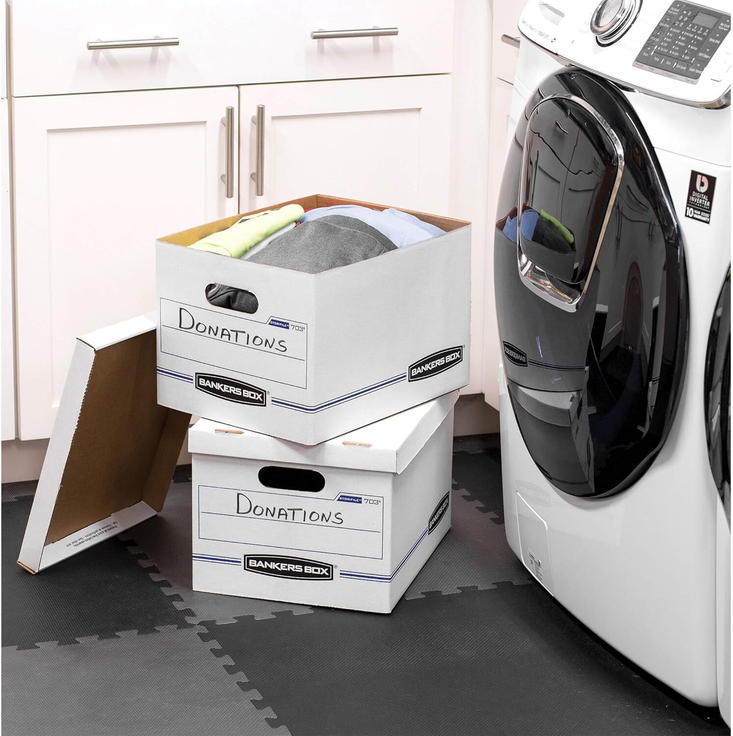 White 30 Pack Standard Assembly Basic Duty File Storage Boxes Reuse Office Boxes