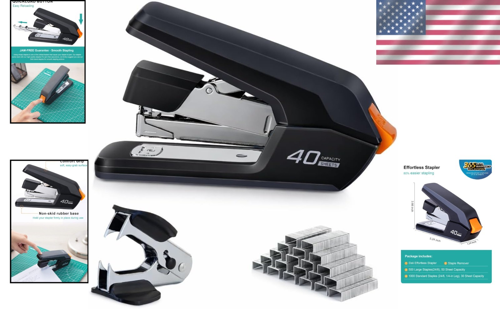 Effortless Desktop Stapler with 1500 Staples