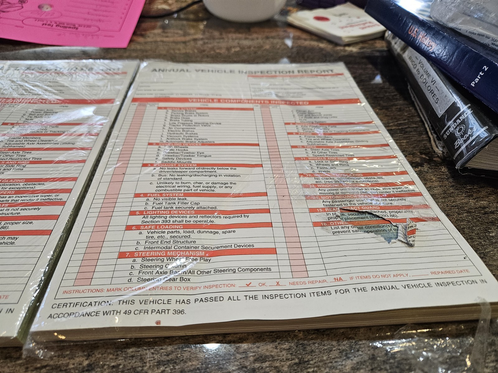 2x 25-PACK. Annual Vehicle Inspection Report Form 3-Ply, Carbonless. FMCSA DOT.