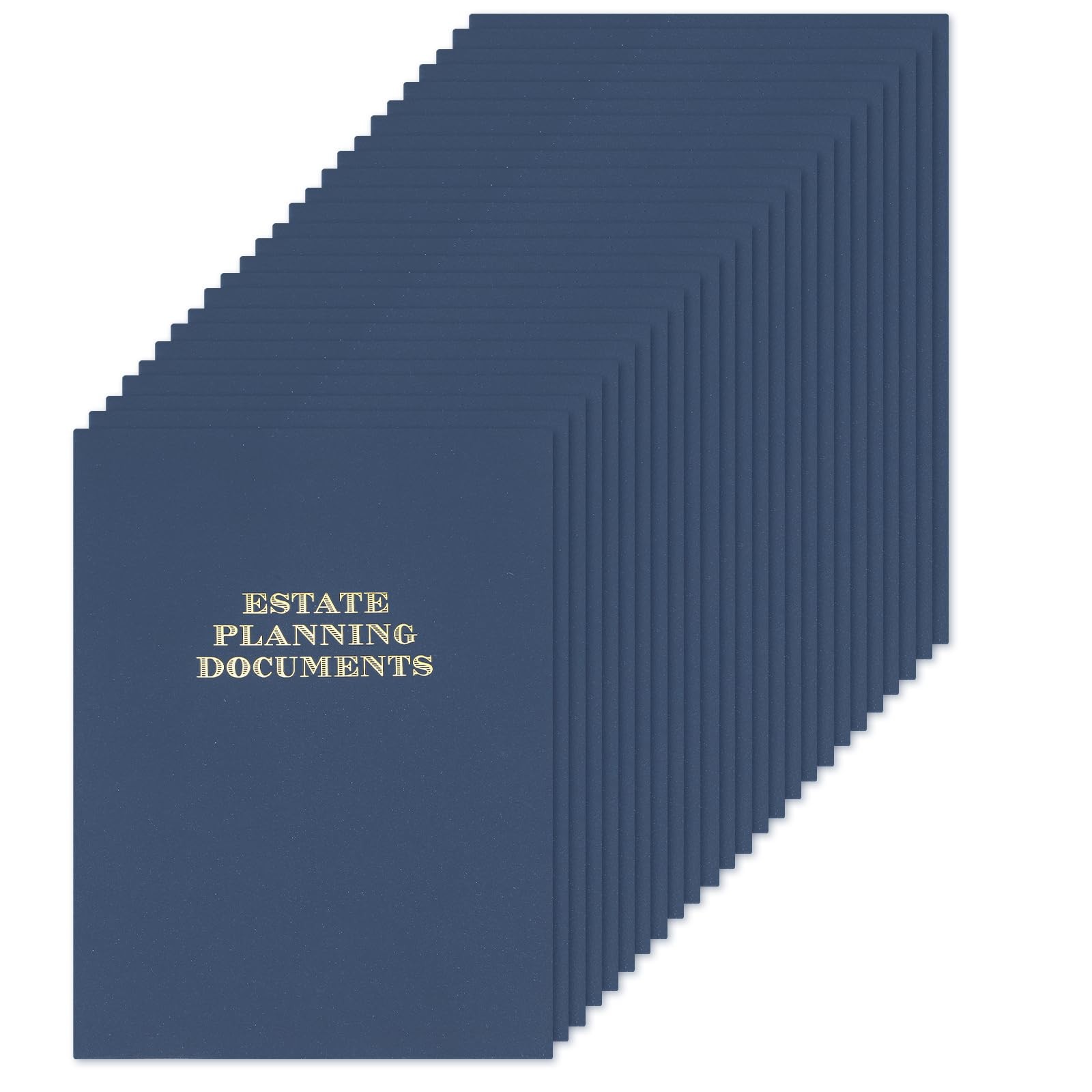 25 Pack Estate Planning Documents Pocket Folders, Gold Foil Stamped, Blue 9 x