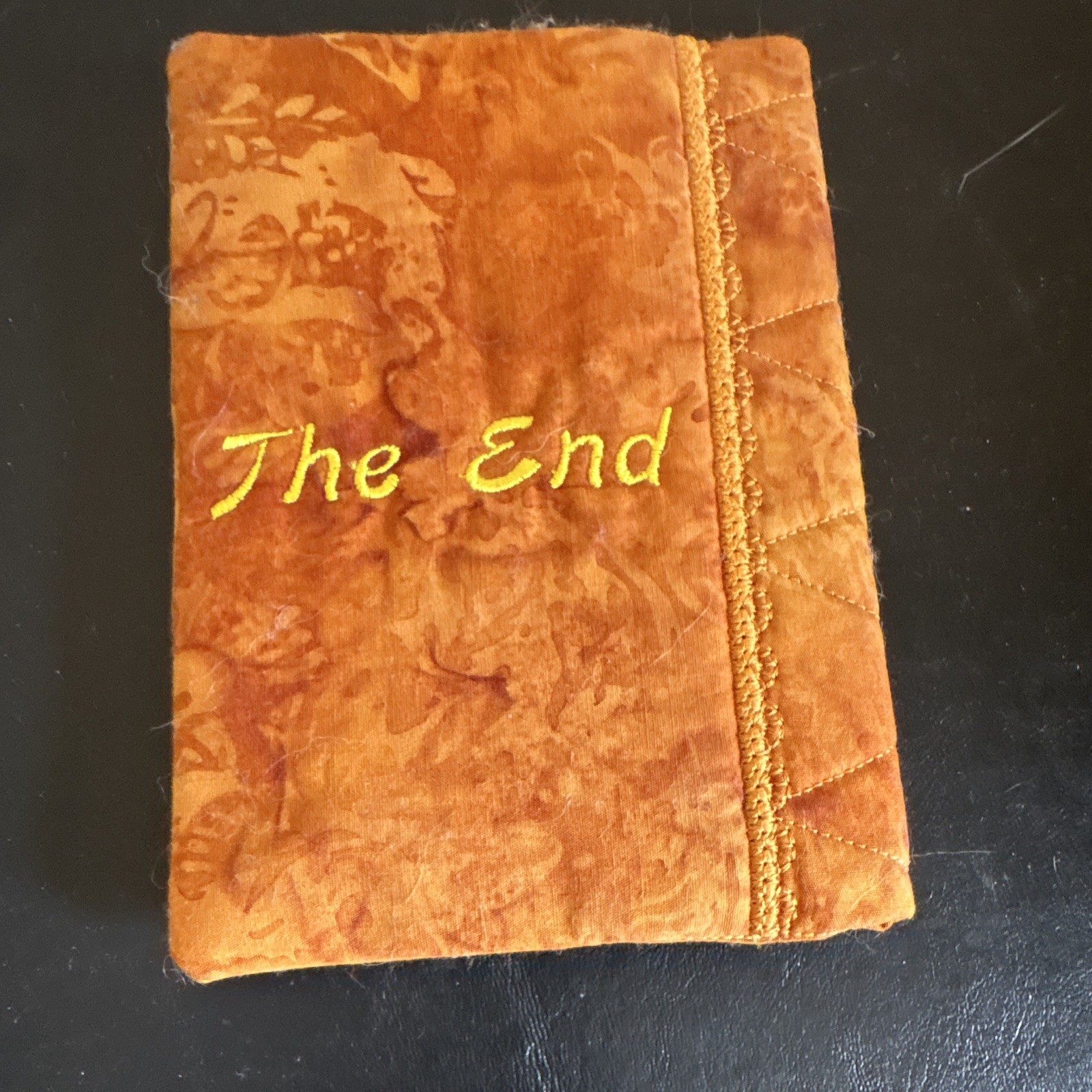 Embroidered Fabric Cover Blank Journal Orange “With God All Things Are Possible”