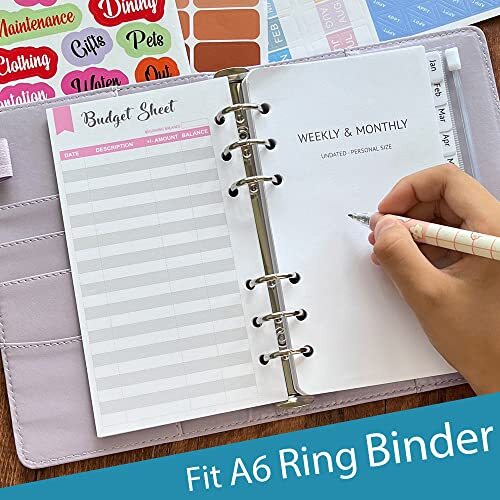 Set of 90 Sheets Expense Tracker 6-Hole Punched Budget Sheets for A6 Budget B…