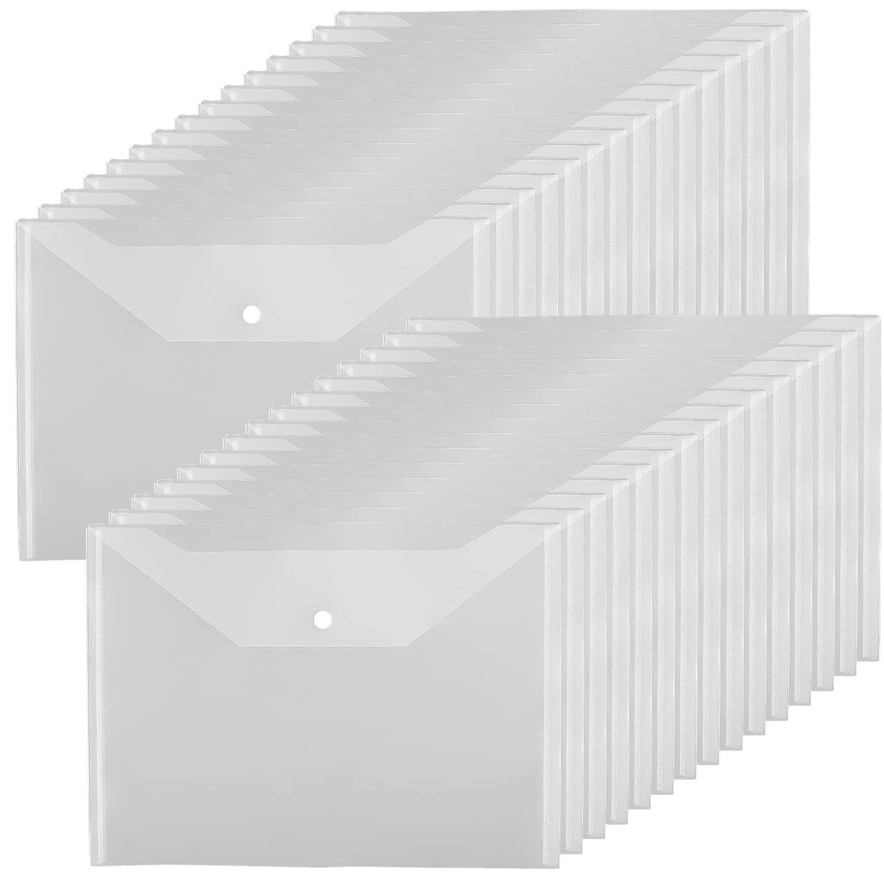 JIKIOU 30pcs Plastic Envelopes, Clear Reusable Poly Envelope Waterproof File …