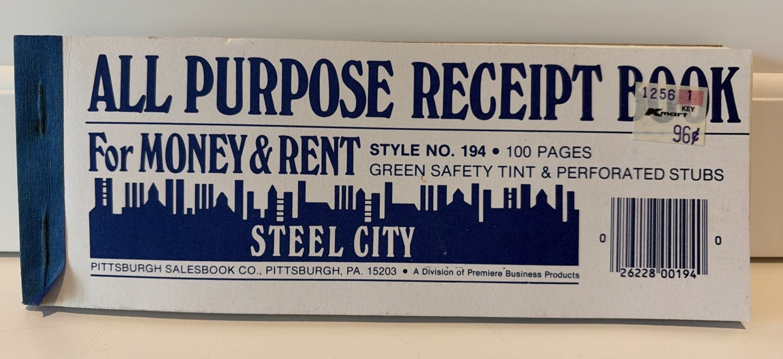 Vtg All Purpose Receipt Books 100 Pages No 194 Steel City Pittsburgh from K-Mart