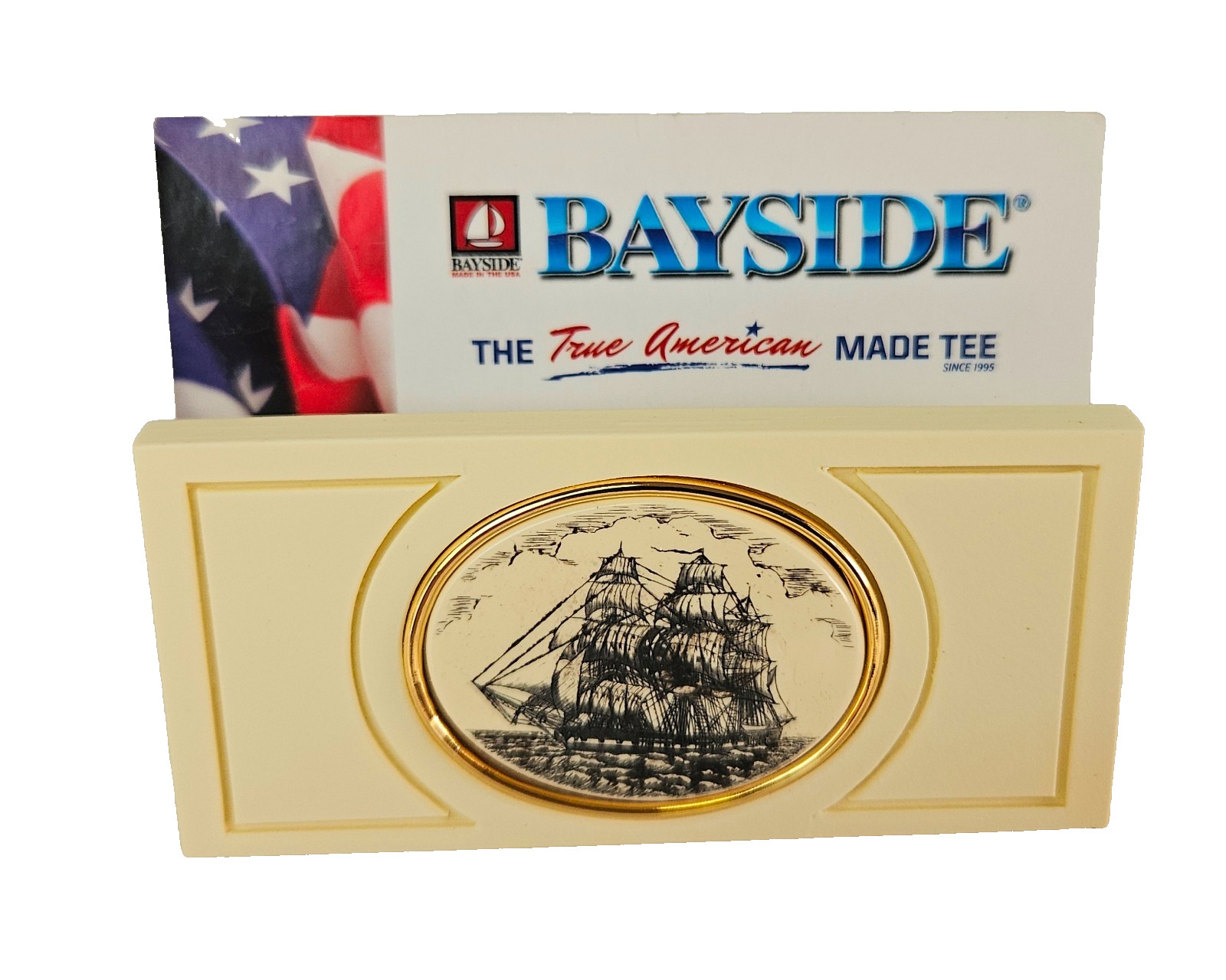 Vtg Barlow Business Card Holder -USS Constitution Old Ironsides Ship ~New in Box