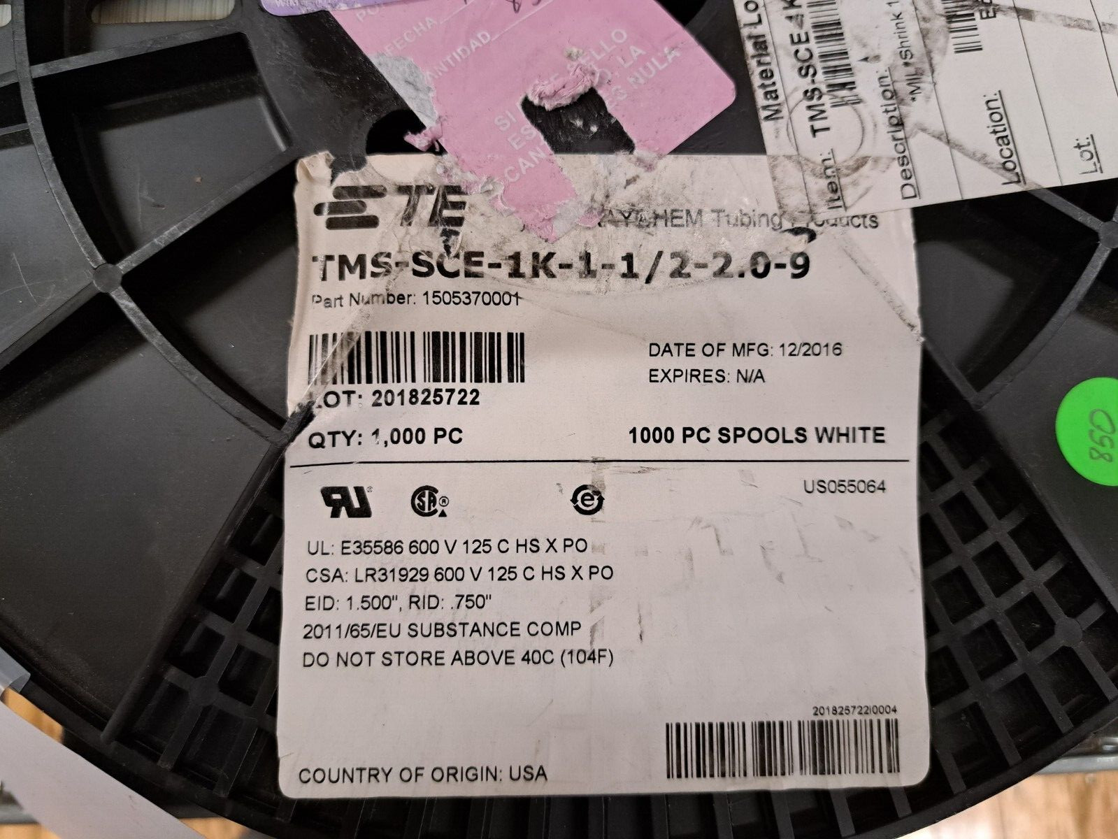 New, TE Connectivity, TMS-SCE-1K-1-1/2-2.0-9, LABEL HEAT SHR. WHITE – Lot of 25
