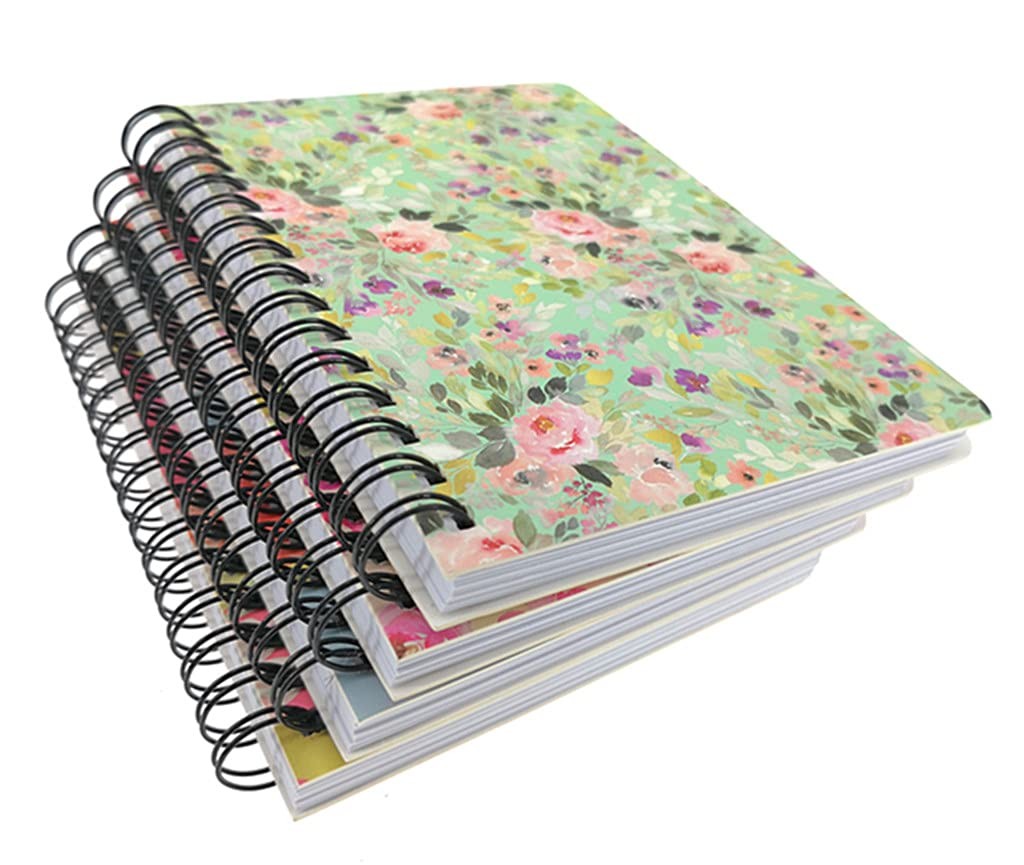 4 Pack A6 Spiral Notebook Journal,Wirebound Ruled Sketch Book Notepad Black