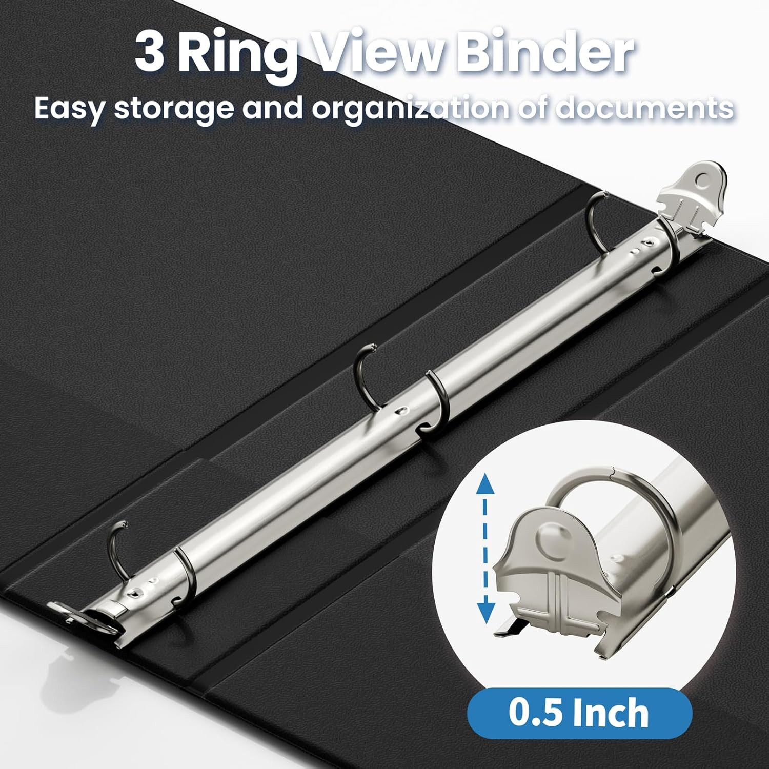 1/2 Inch Binders 3 Ring, Pvc-Free Clear View Half Inch Binders (Fits 8.5X11 Inch