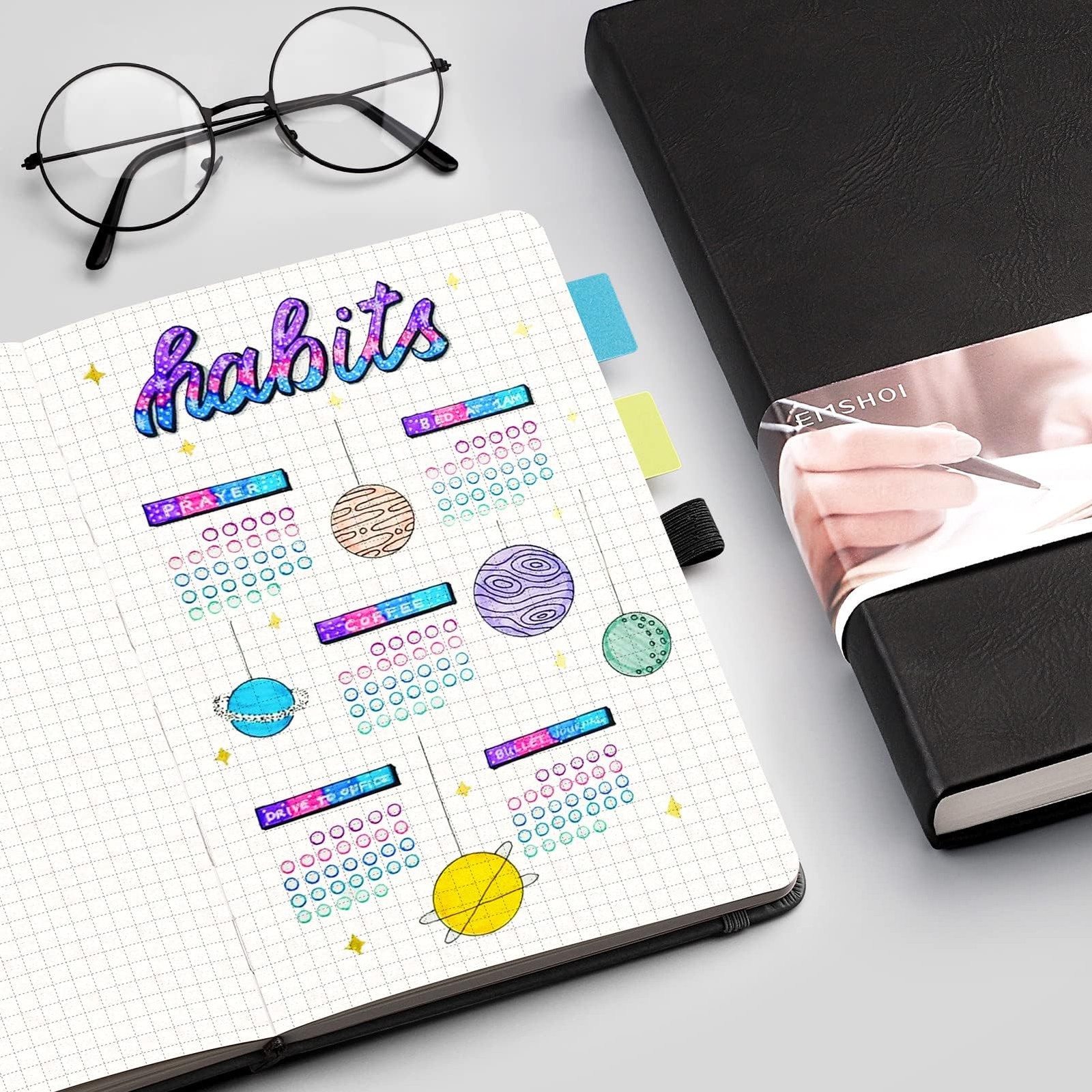 EMSHOI Graph Paper Notebook – 256 Pages A5 A5-Graph, Black