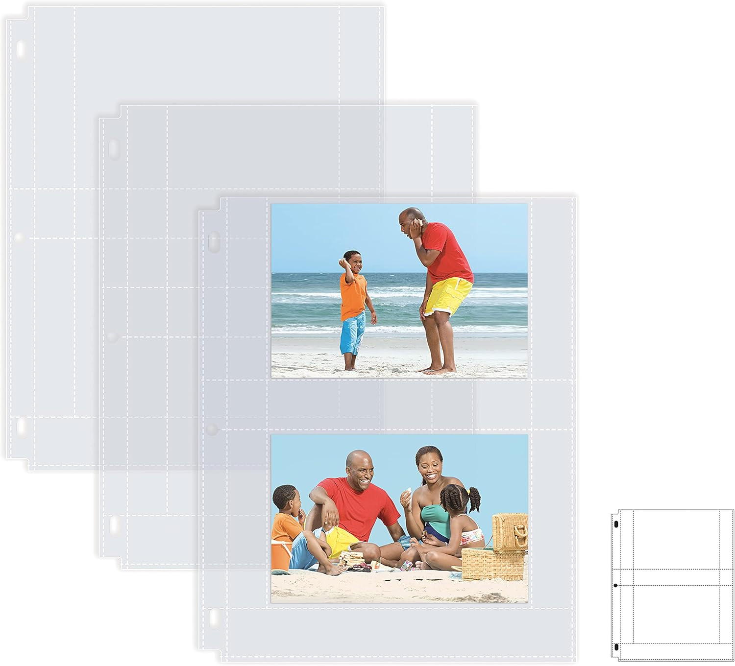 Heavyweight 4 x 6 Inch Diamond Clear 3 Ring Binder Page Refills – 100 Total Phot