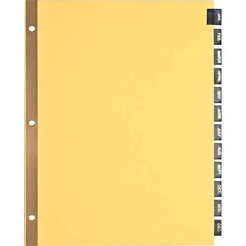 Monthly Black Leather Tab Index Dividers