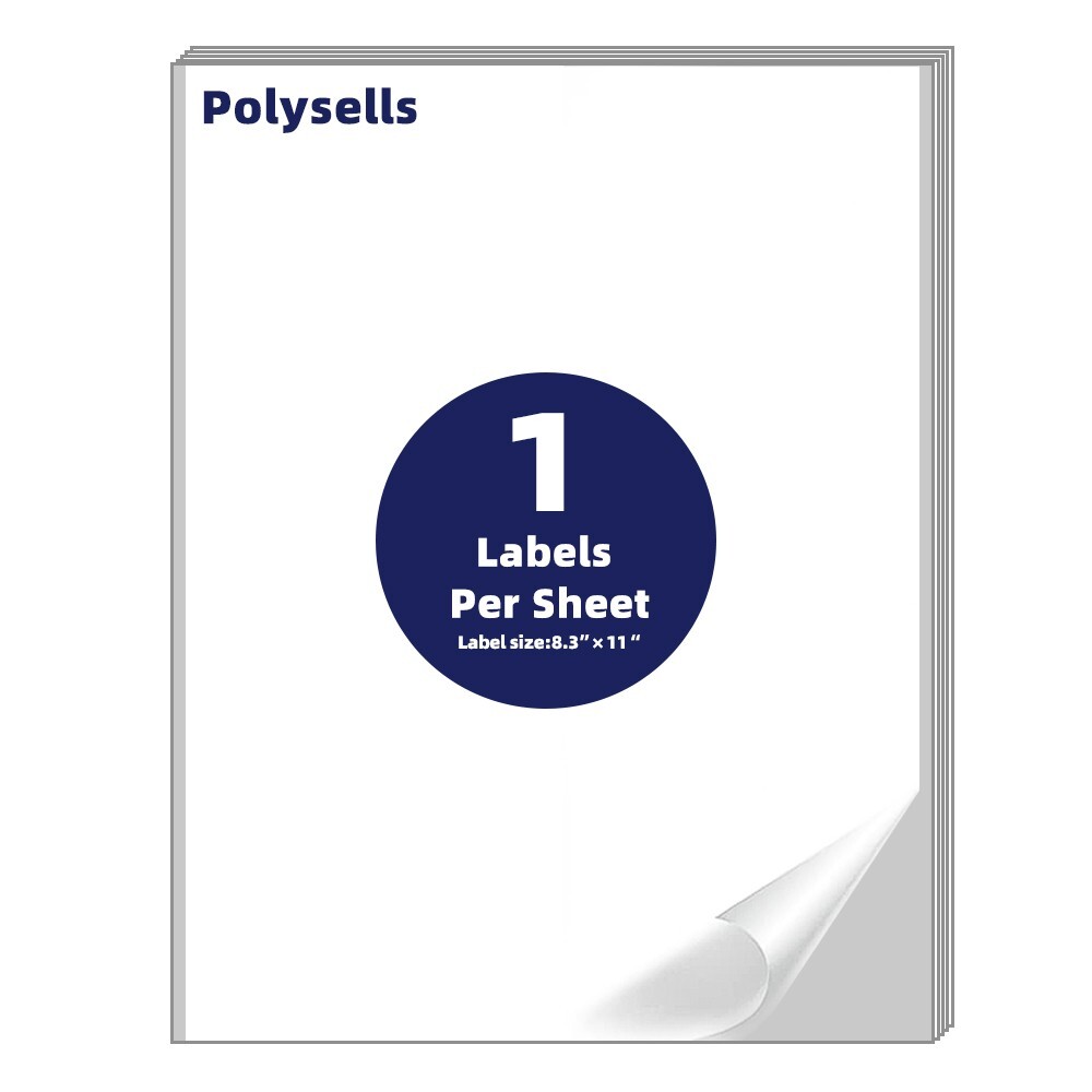 500 Shipping Labels Full Sheet 8.5×11 Self Adhesive POLYSELLS®