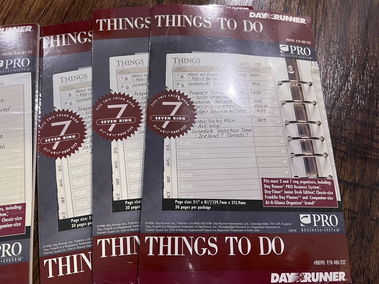 Day Runner refill Priority Notes 5.5″ x 8.5″ 30 Pages 3 or 7 Ring Binder