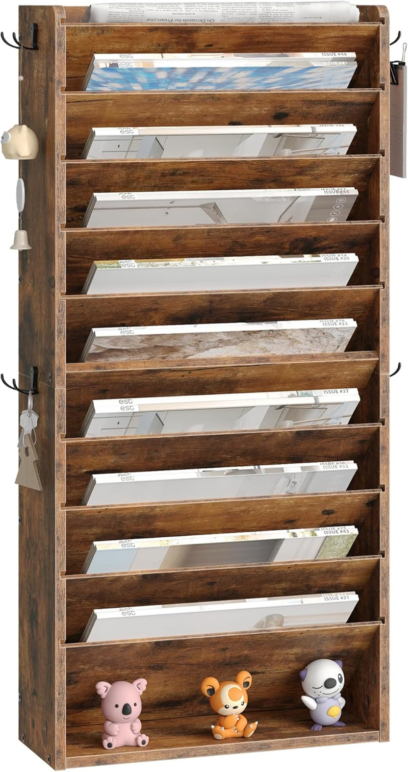 Wall File Organizer, 10-Tier Hanging Mail Organizer, Wall Mount File Holder with
