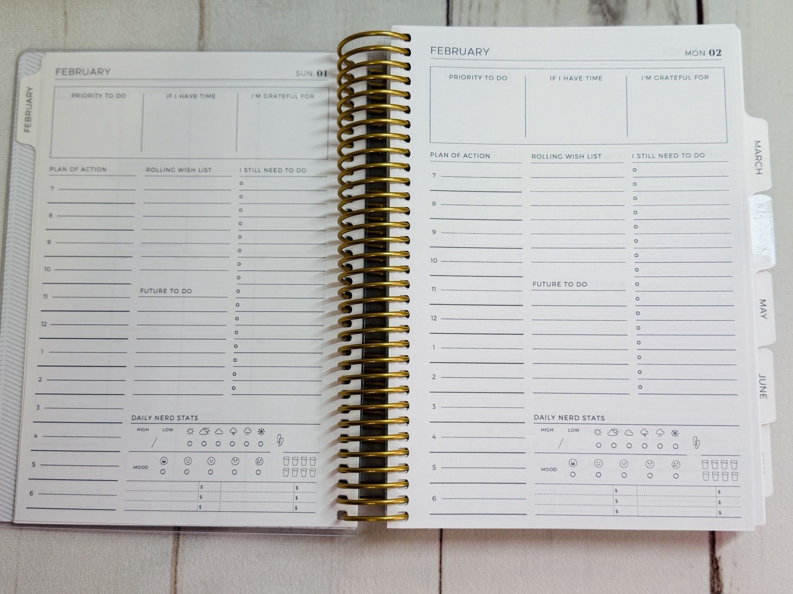 NEW Plum Paper A5 Month Hourly Daily Planner Feb – July 2026 Gold Coil Pink