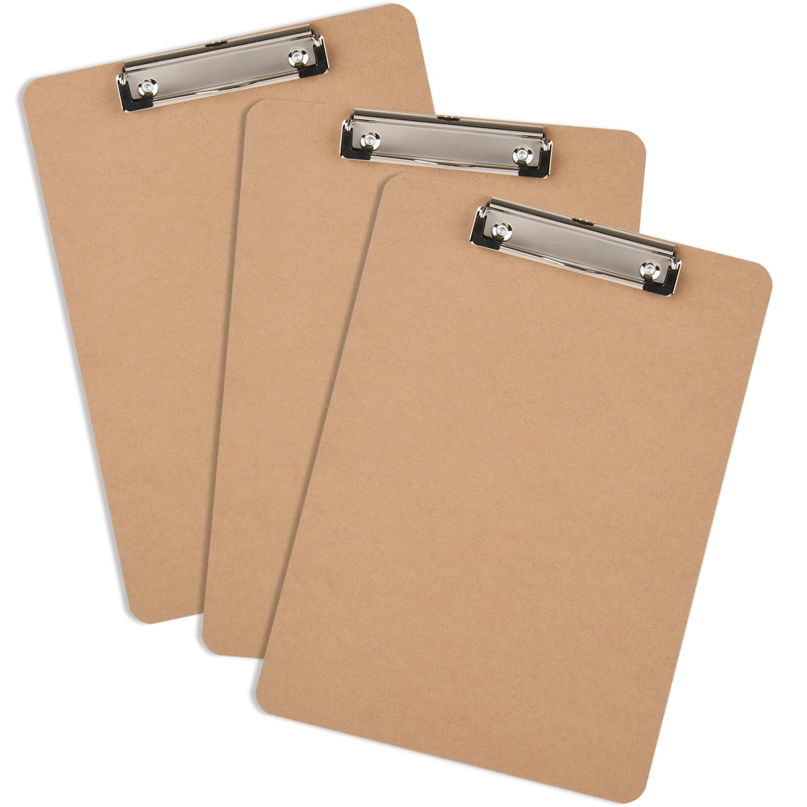 3 Pack Hardboard Office Clipboard, Letter-Size Clipboard with Low Profile Clip