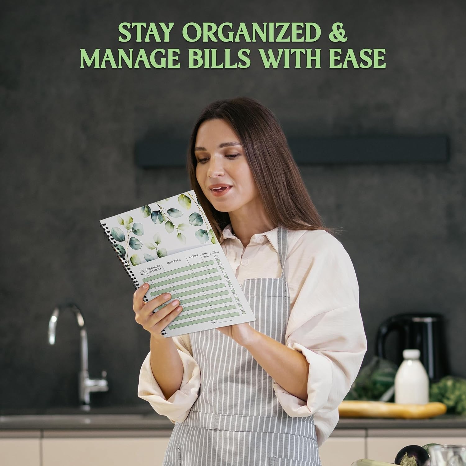 Decorably Bill Organizer with Pockets, 14 Pocket Pages 9x12in Euc