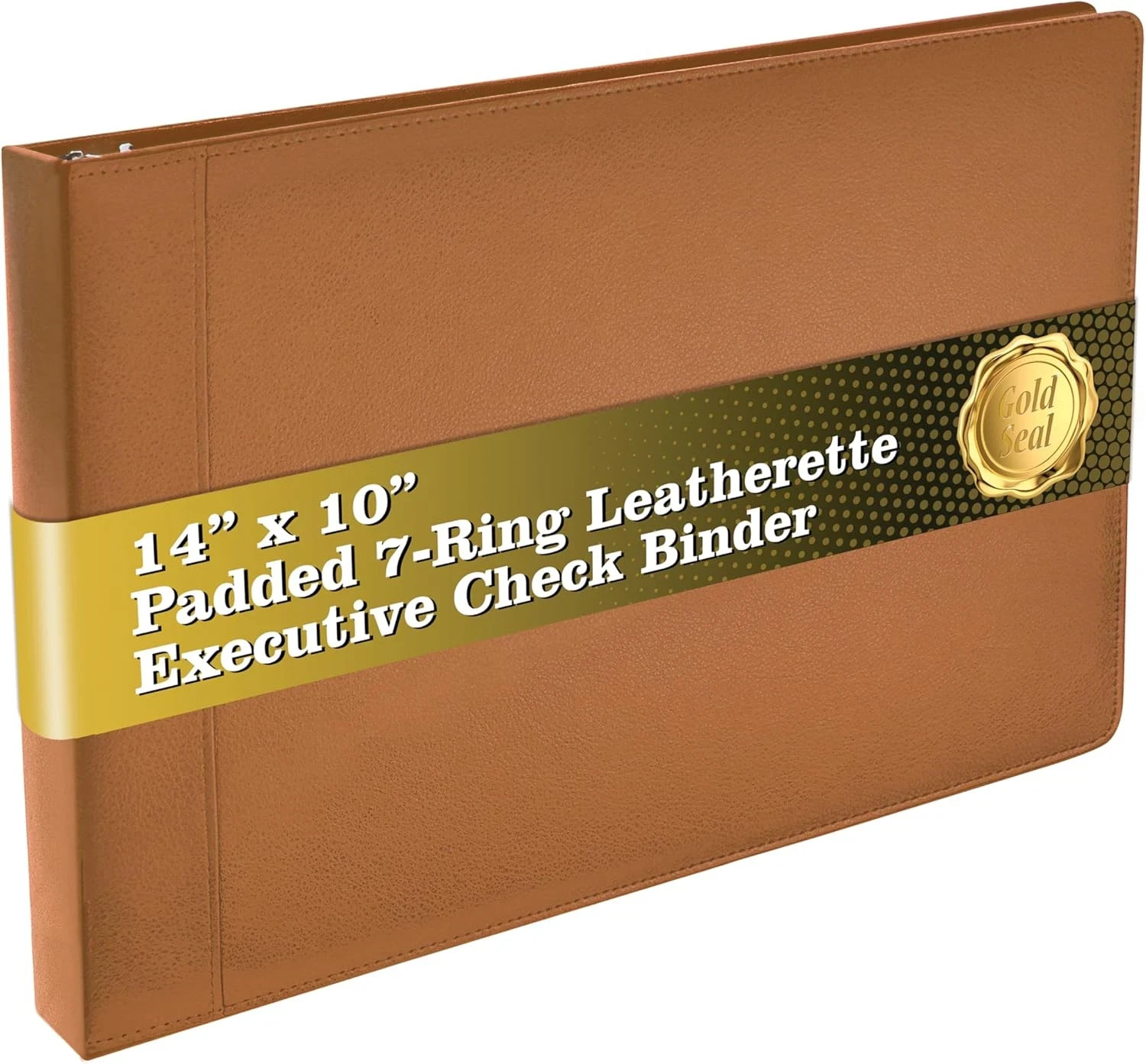 7 Ring Executive Check Binder with Zipper Pouch, Padded Textured Premium Leather