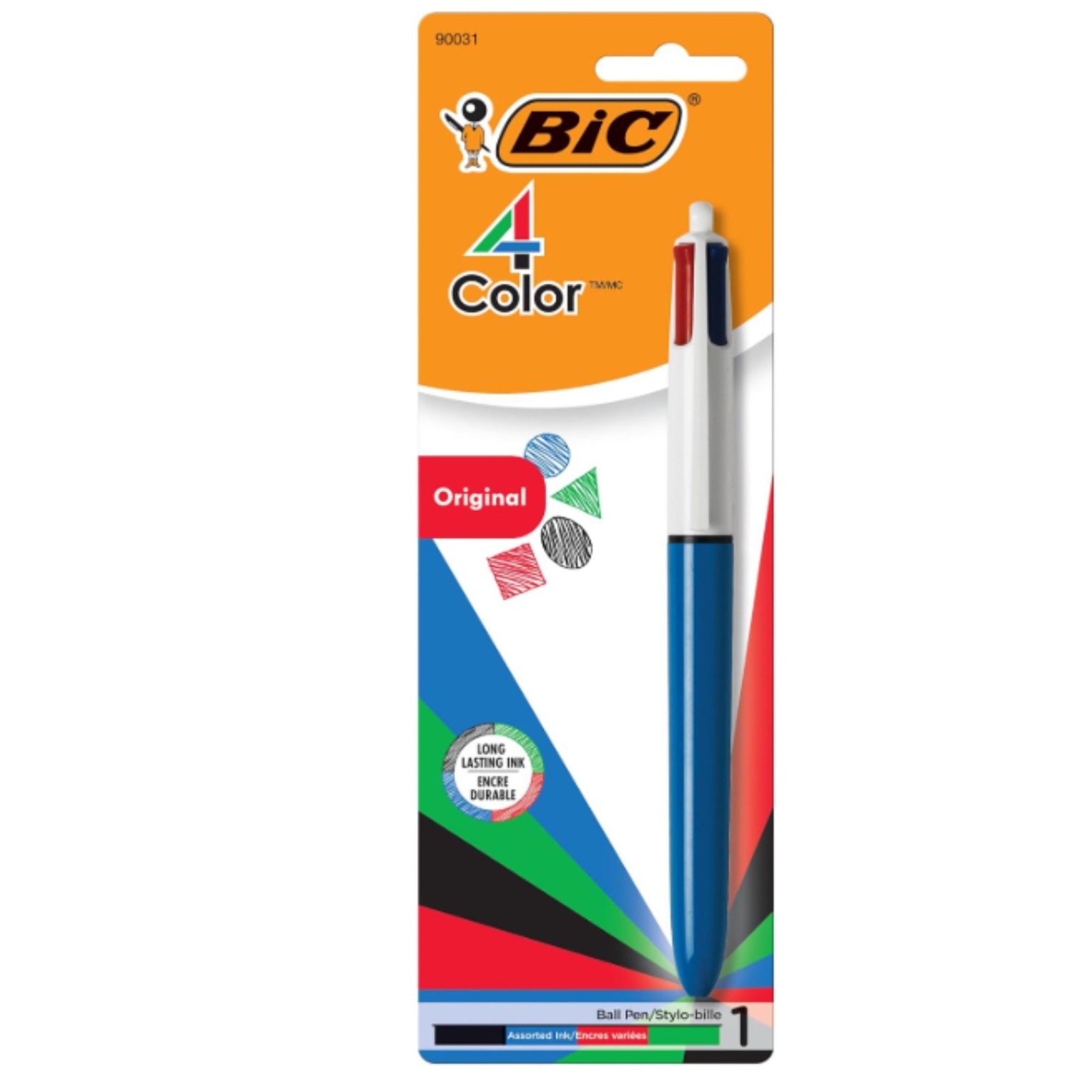 4-Color Retractable Ballpoint Pen with 1.0 Mm Medium Point, 1-Count in Assorted
