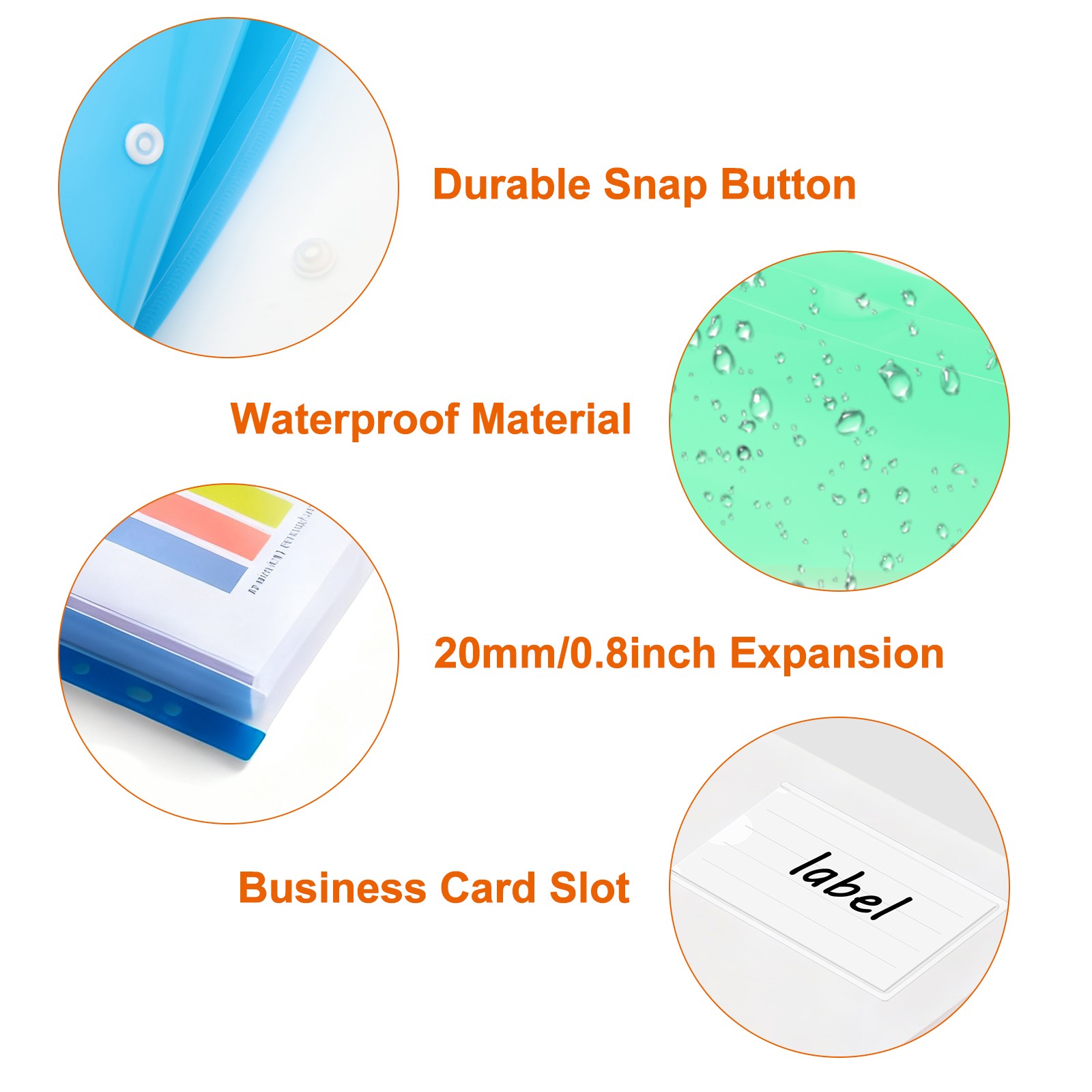 12x A4 Expandable Binder Pocket Folder 11 Hole Snap Button File Organizer Office