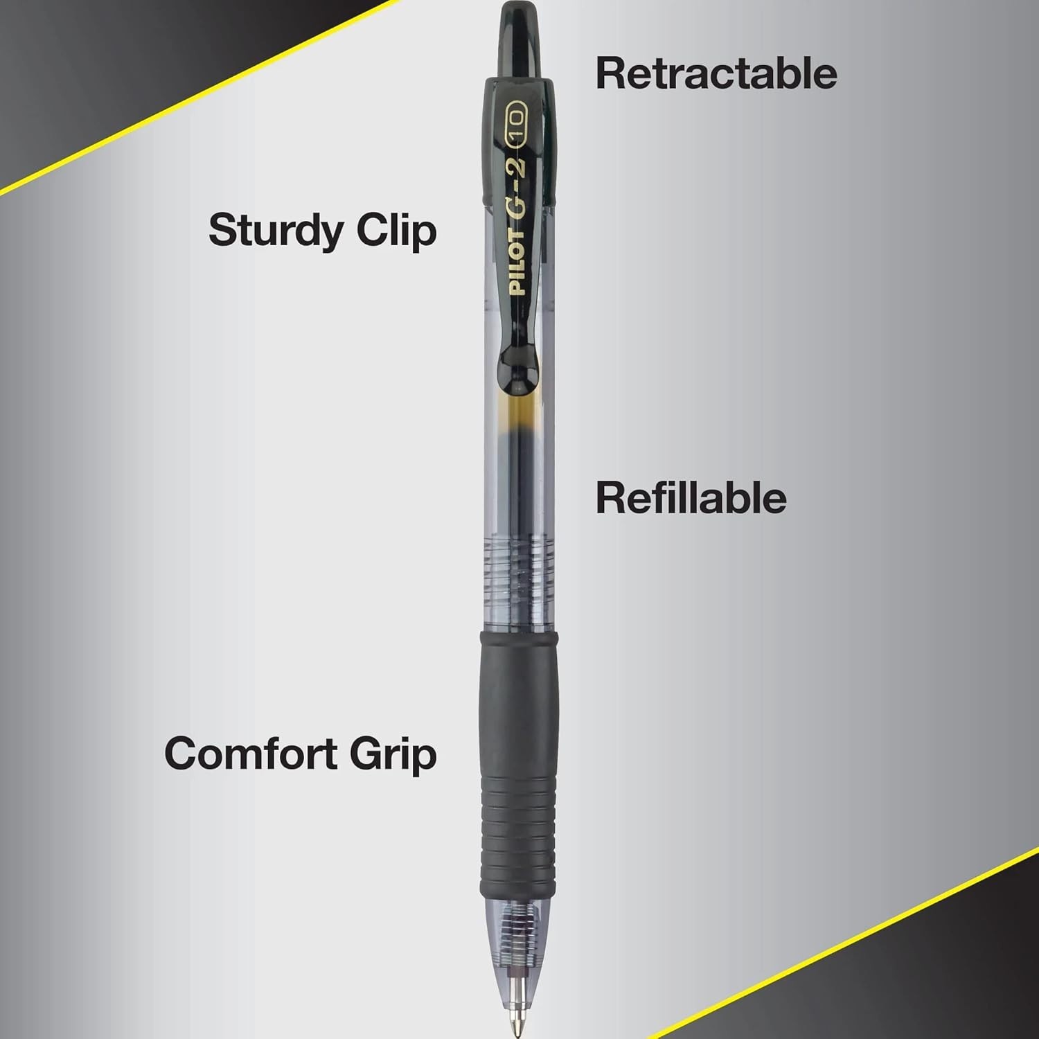 Pilot G2 Premium Gel Pens, Black Pens, Bold Point 1 mm, Pack of 5, Black