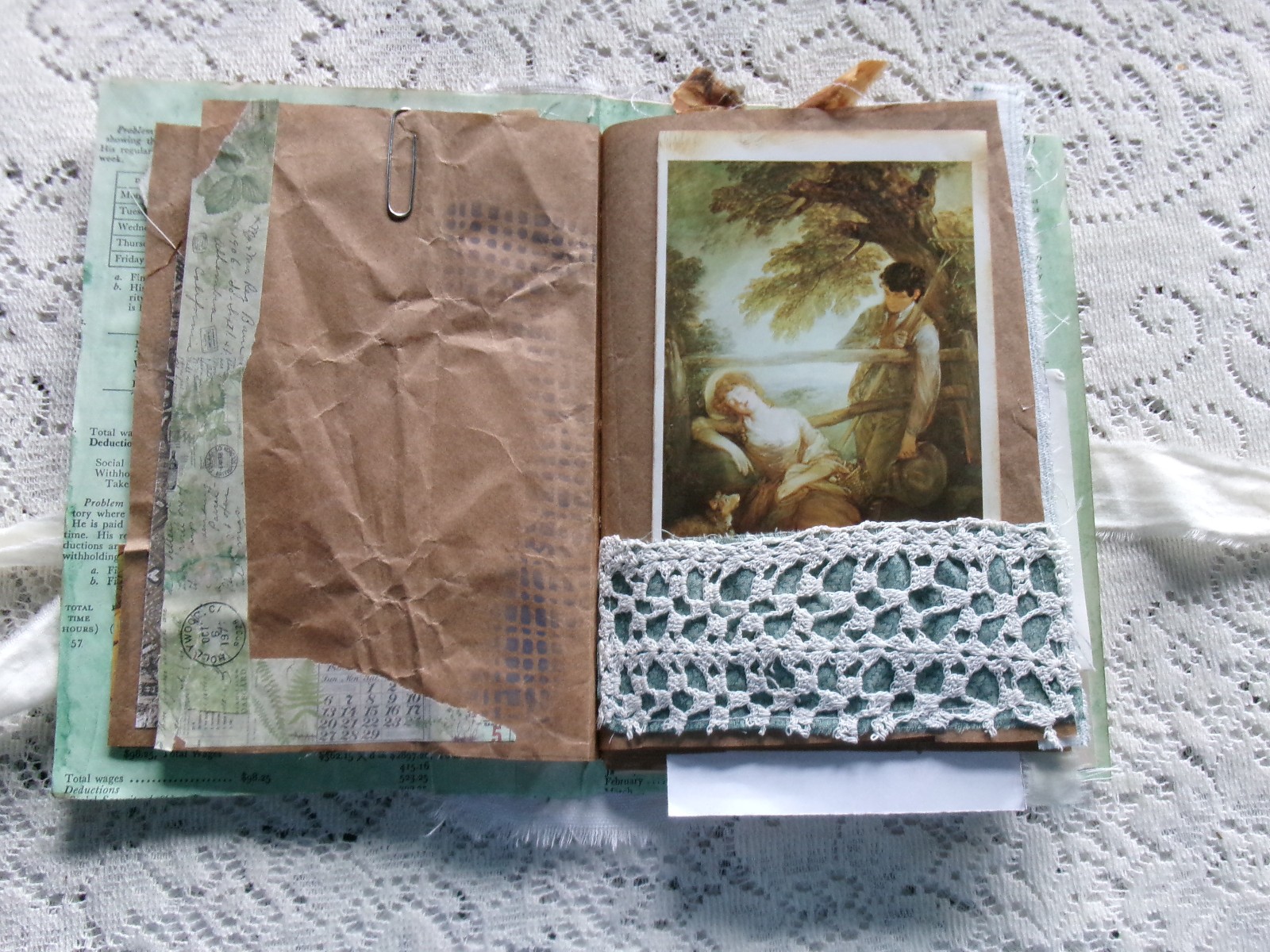 JUNK JOURNAL LADY IN THE MIRROR 6 1/2″ X 9″ APPROX. 50 PAGES