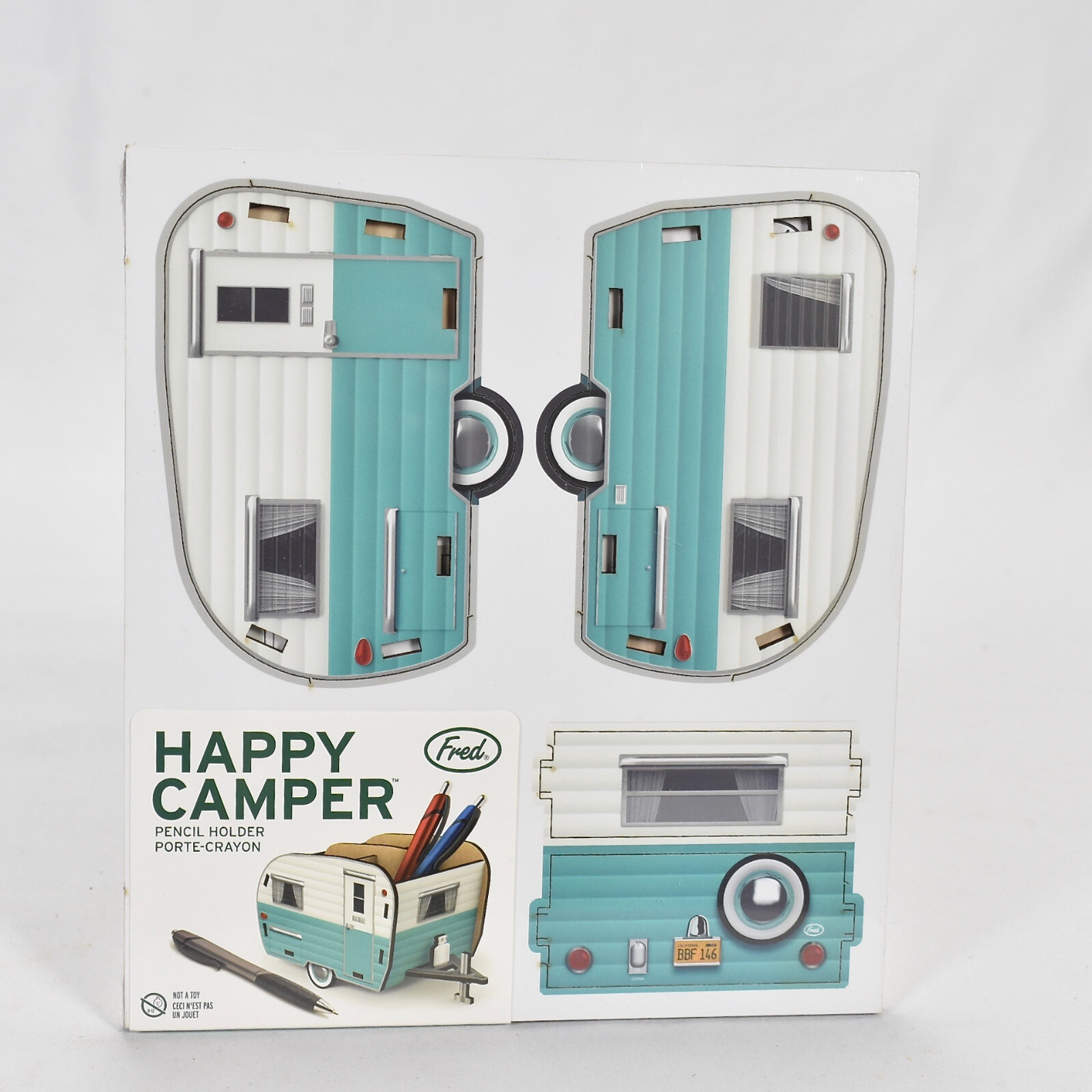 Genuine Fred Happy Camper – Vintage Camper Pencil Holder White and Blue