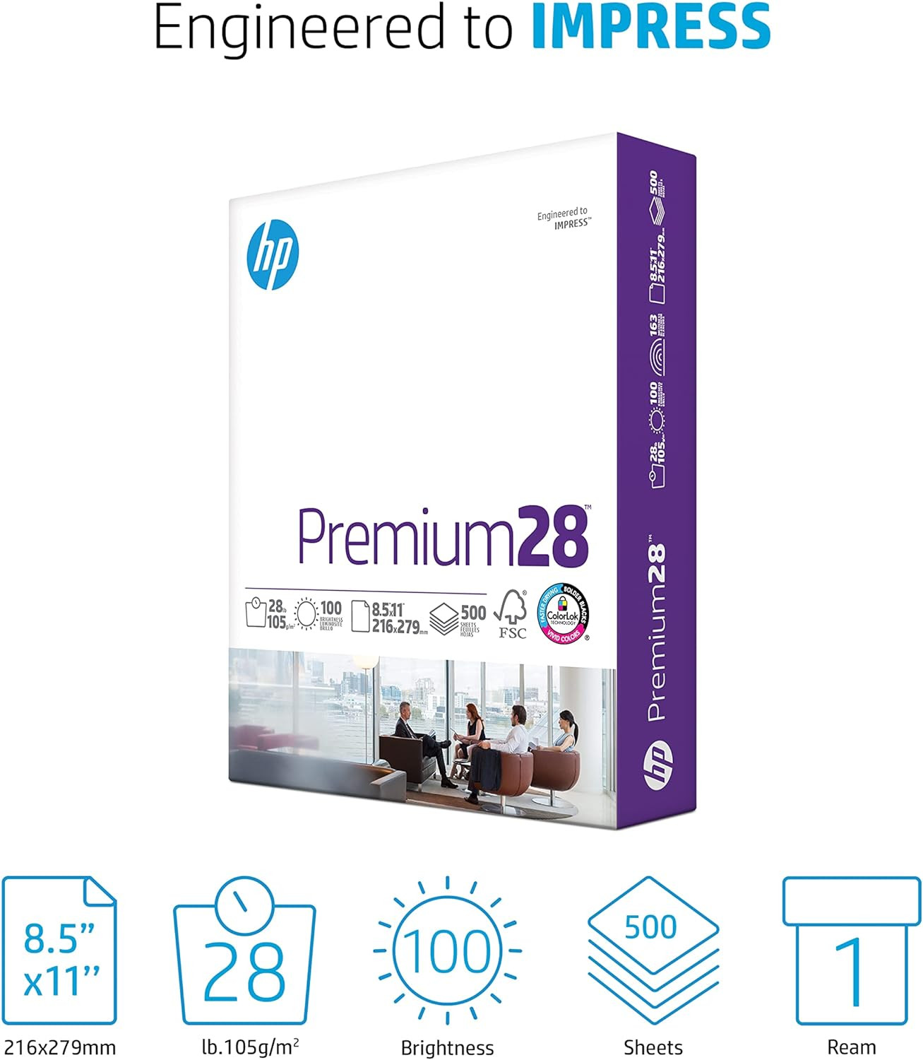 HP Printer Paper | 8.5 X 11 Paper | Premium 28 Lb | 1 Ream – 500 Sheets | 100…