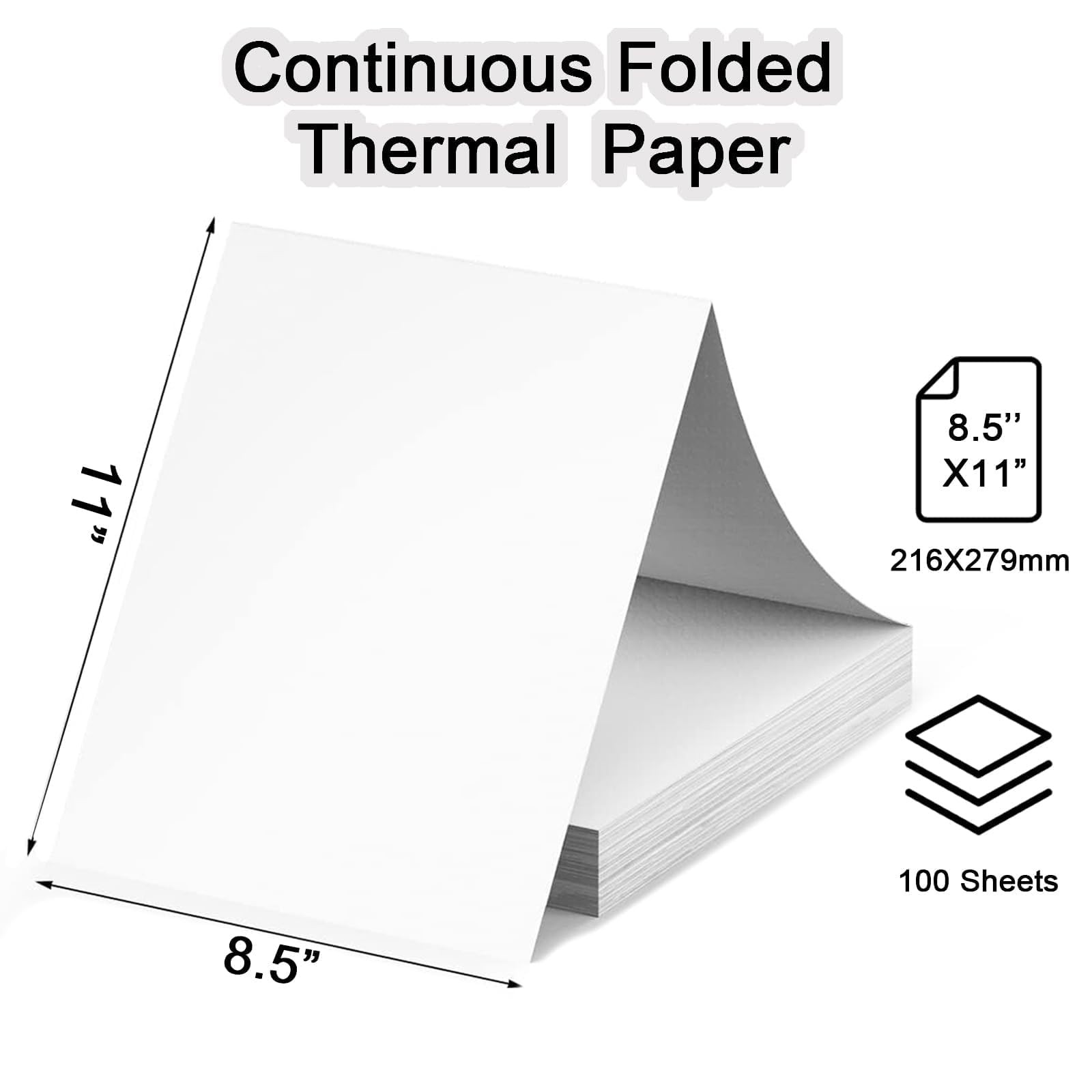 Thermal Printer Paper 8.5 x 11 Inch, 100 Sheets US Letter Size Thermal Paper