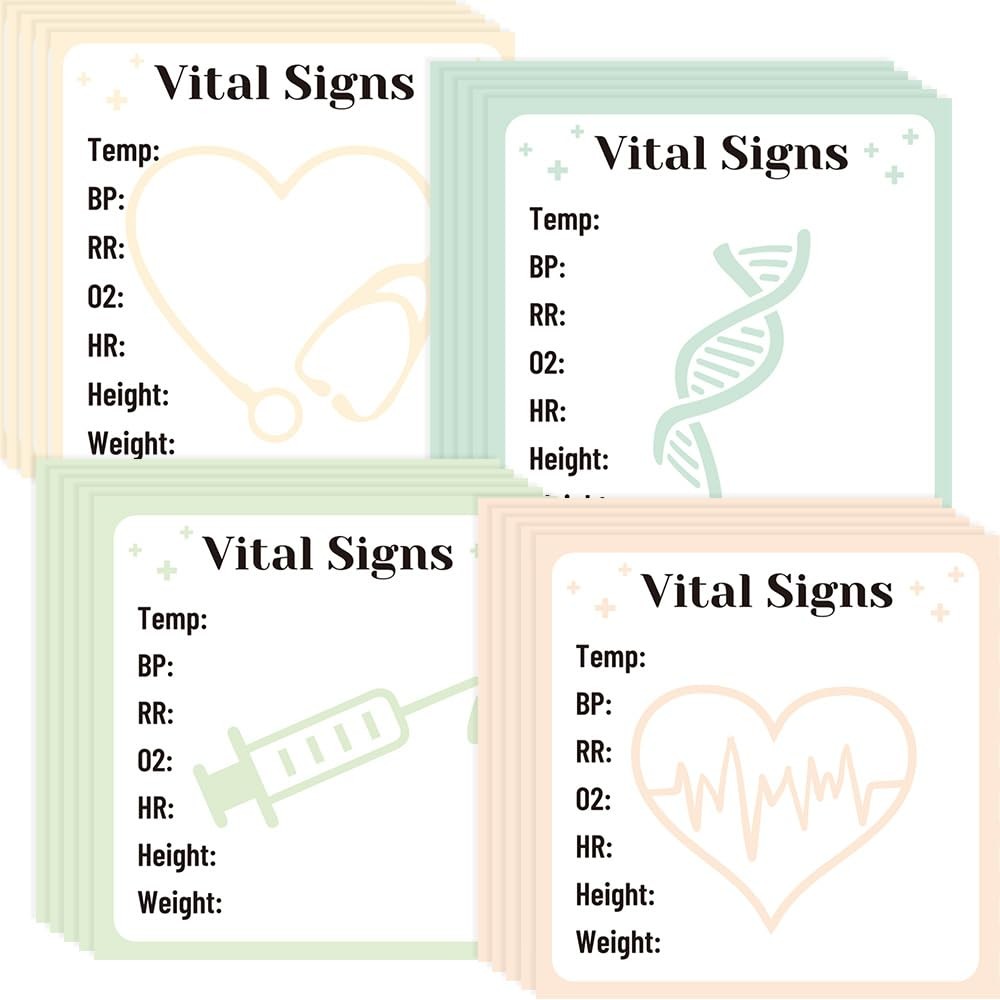 Vital Signs Sticky Notes Gifts, 9 Pack Vitals Notepad 3×3 Inch, Nurse Daily M…