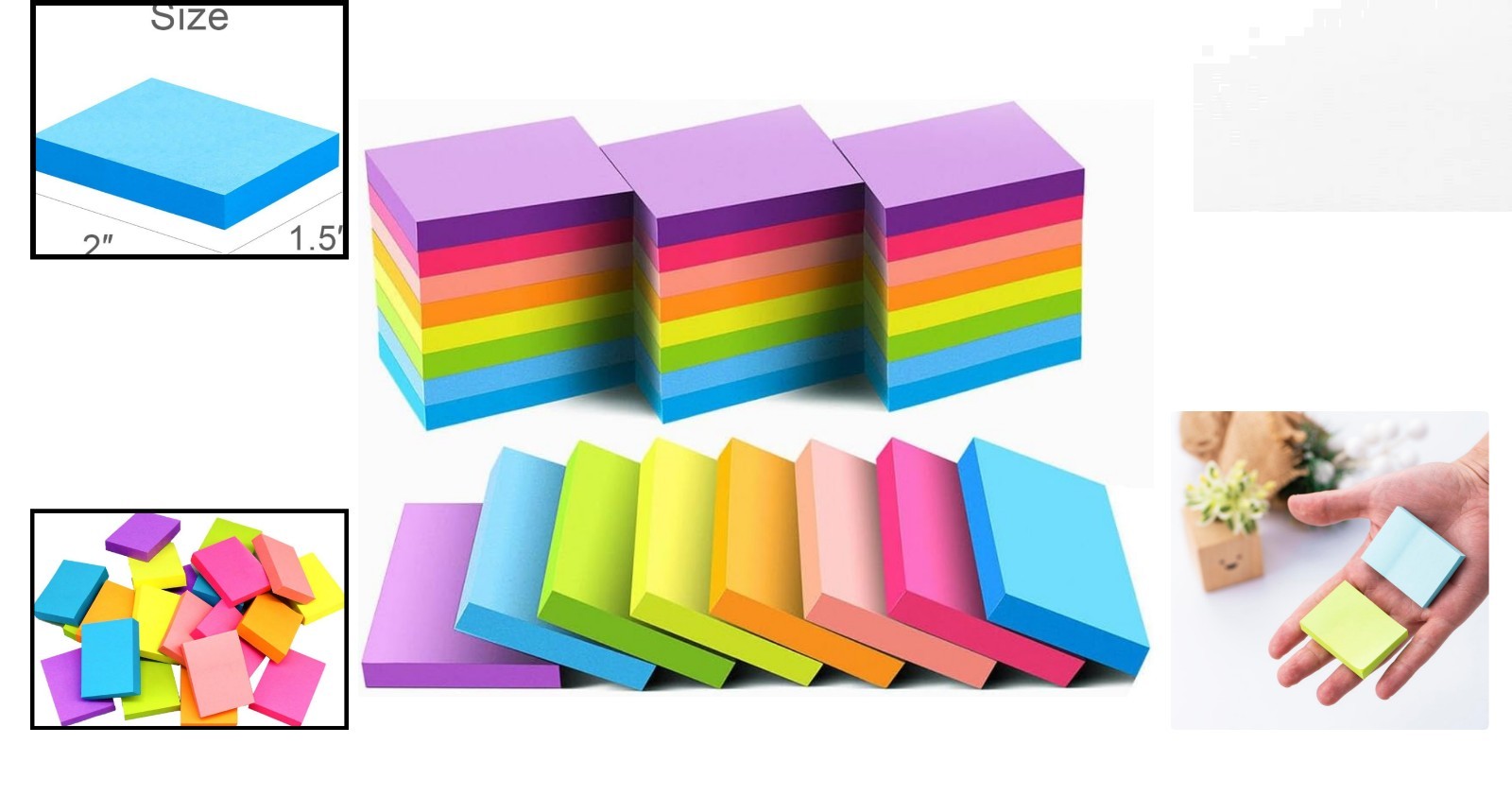 Vibrant Mini Sticky Notes – 1.5×2 Inches, 48 Pads of Super Sticky Colorful Notes