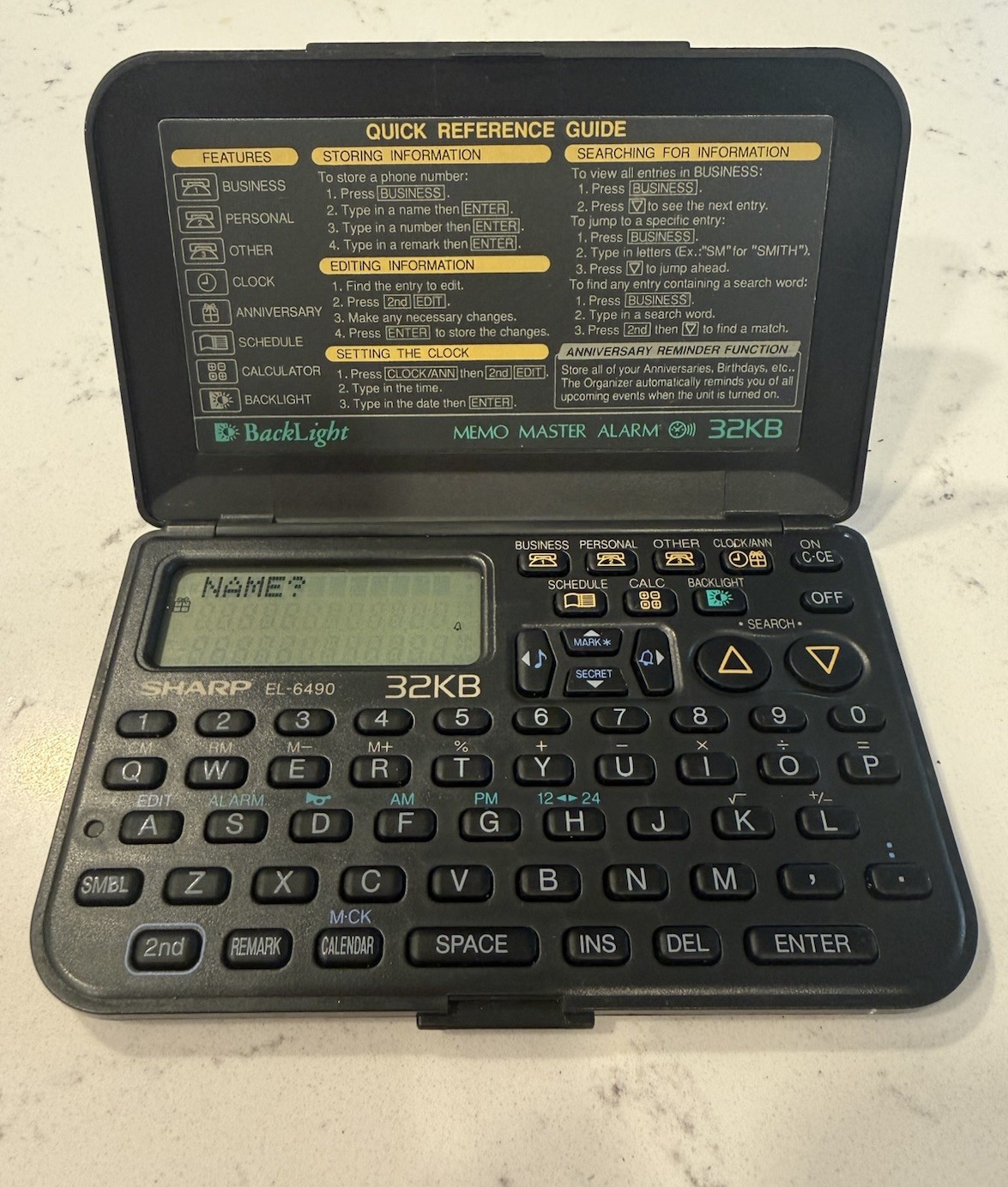 Sharp EL-6490B Electronic Organizer Memory Master Alarm 32KB