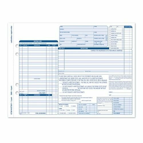 Adams Garage Repair Order Forms, 8.5 x 11 Inch, 3 Parts, 250-Count, White and