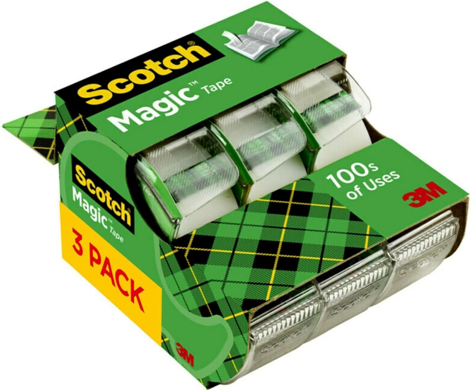 Scotch Magic Tape, 3 Dispensered Rolls, Numerous Applications, Invisible