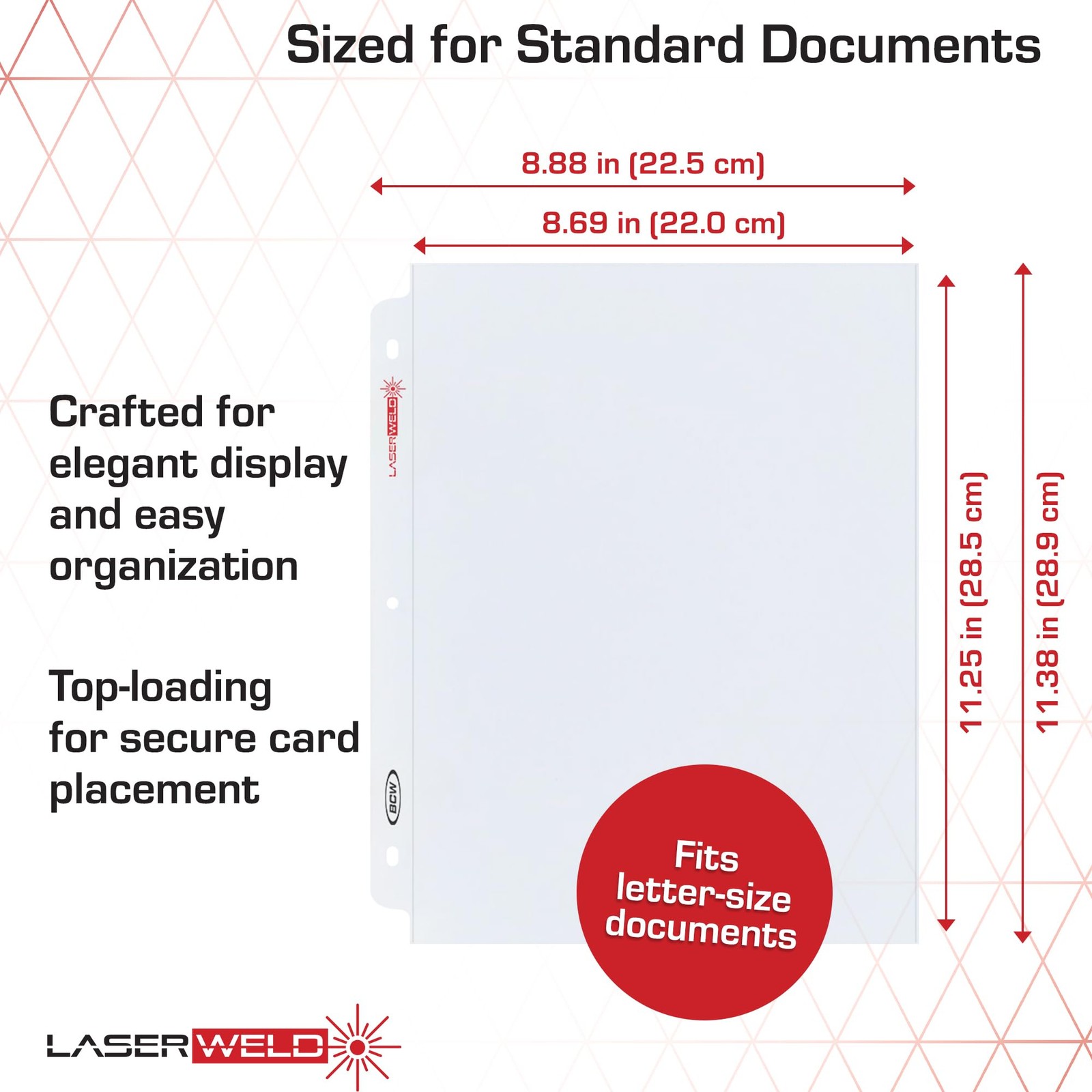 LaserWeld® 1 Pocket Document Page | 50 Pack of 8.5 x 11 Clear Plastic Sleeves…