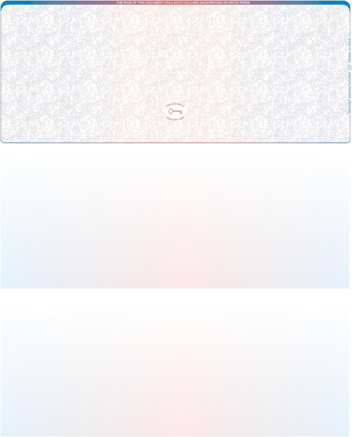 Blank High Security Top Computer Checks, 250 Blue/Red Blue Red, Blue, Red