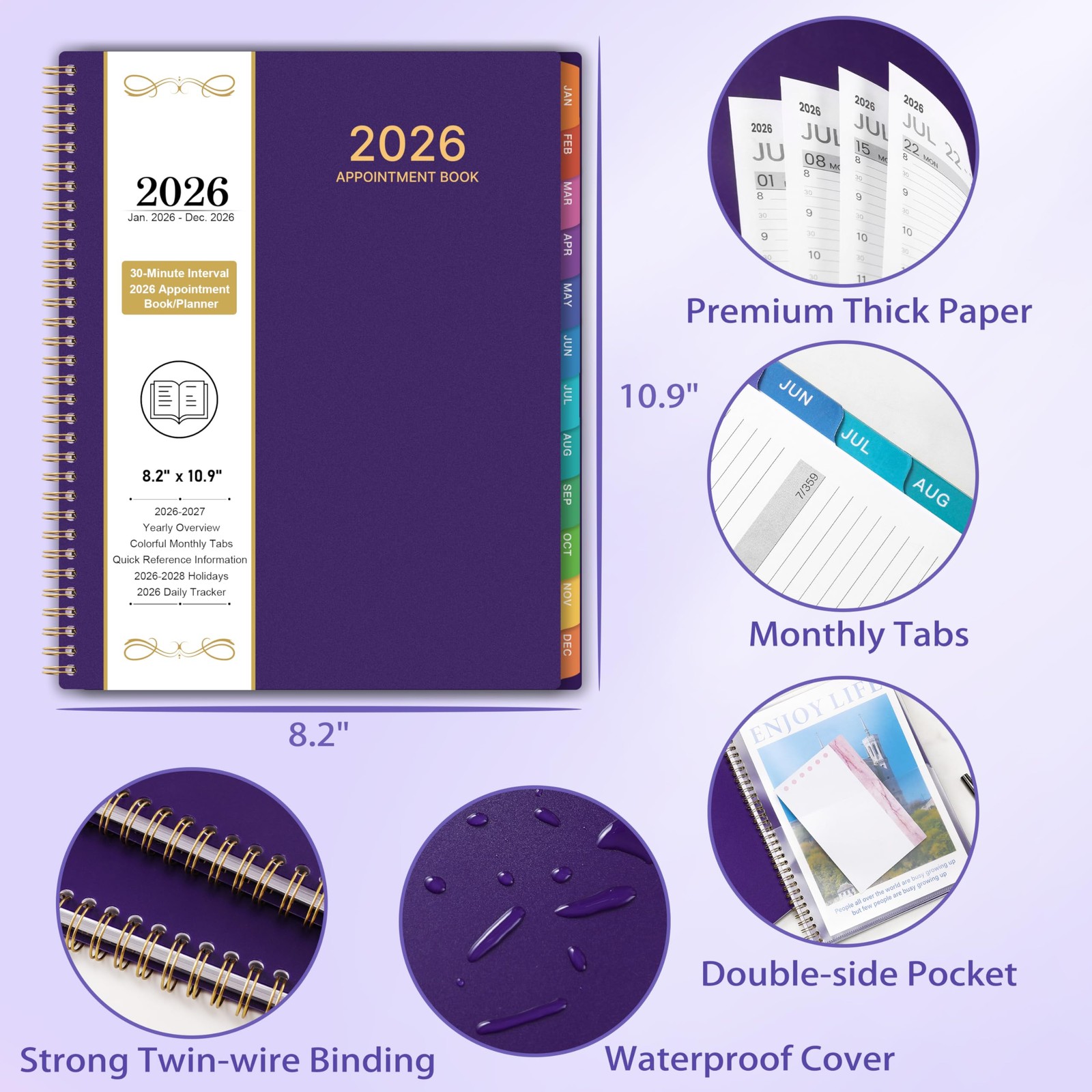 2026 Appointment Book/Planner – 8.2″ x 11″, Daily Planner 2026 from Jan. 2026 –