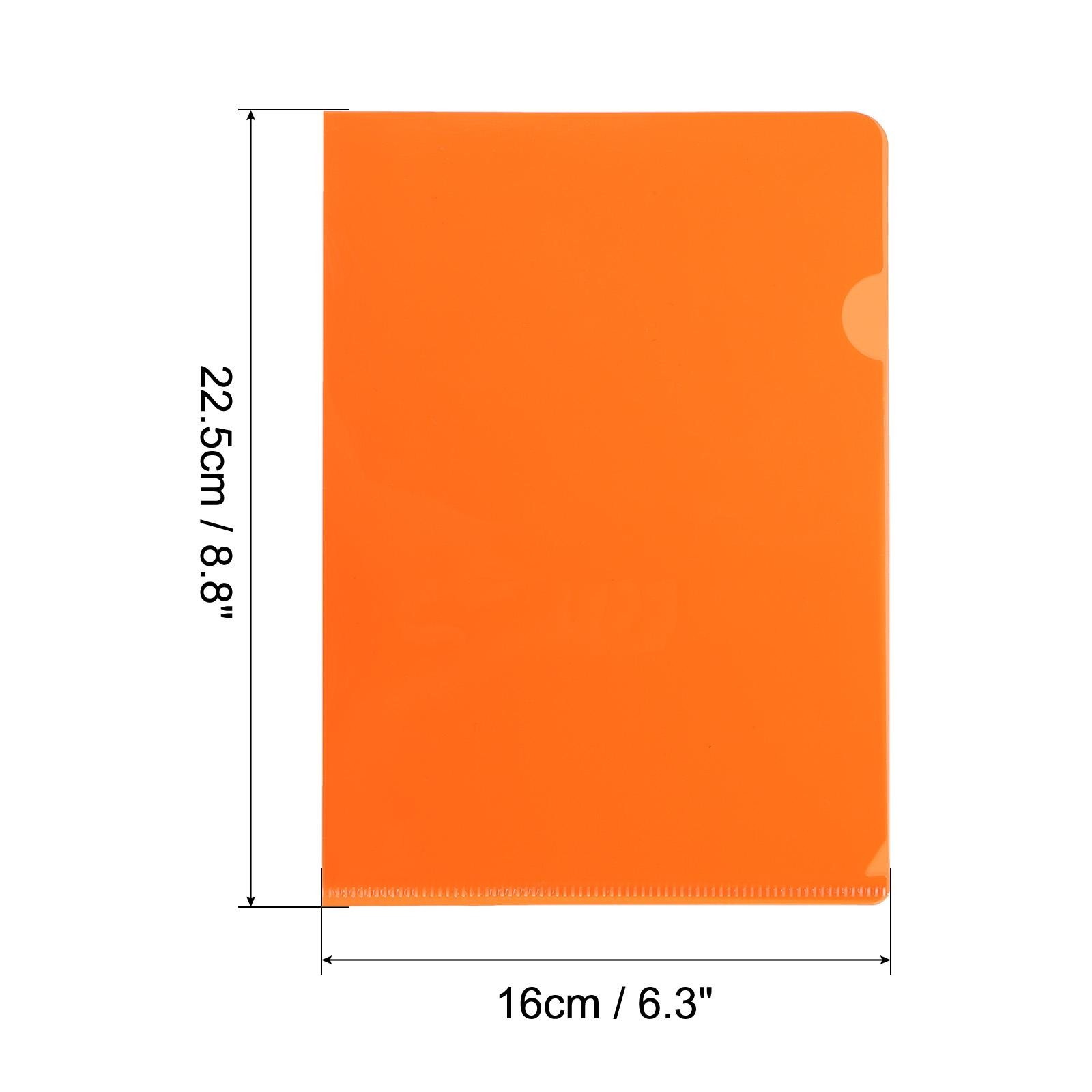 12pcs L Type Folders A5 Plastic Clear Paper Document Jacket Pocket Orange