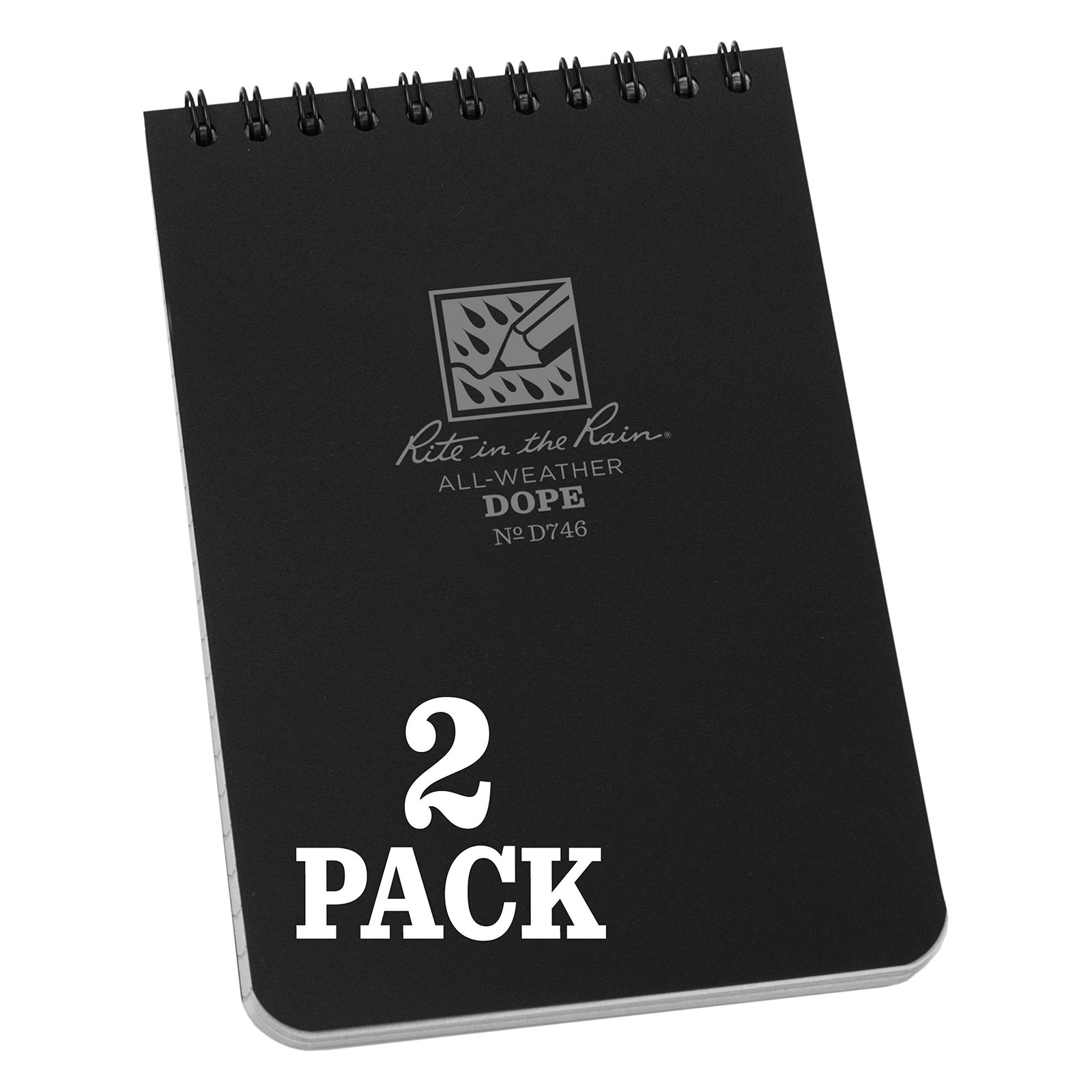 Top Spiral DOPE Logbook, 4″ X 6″, Black Cover, 2 Pack