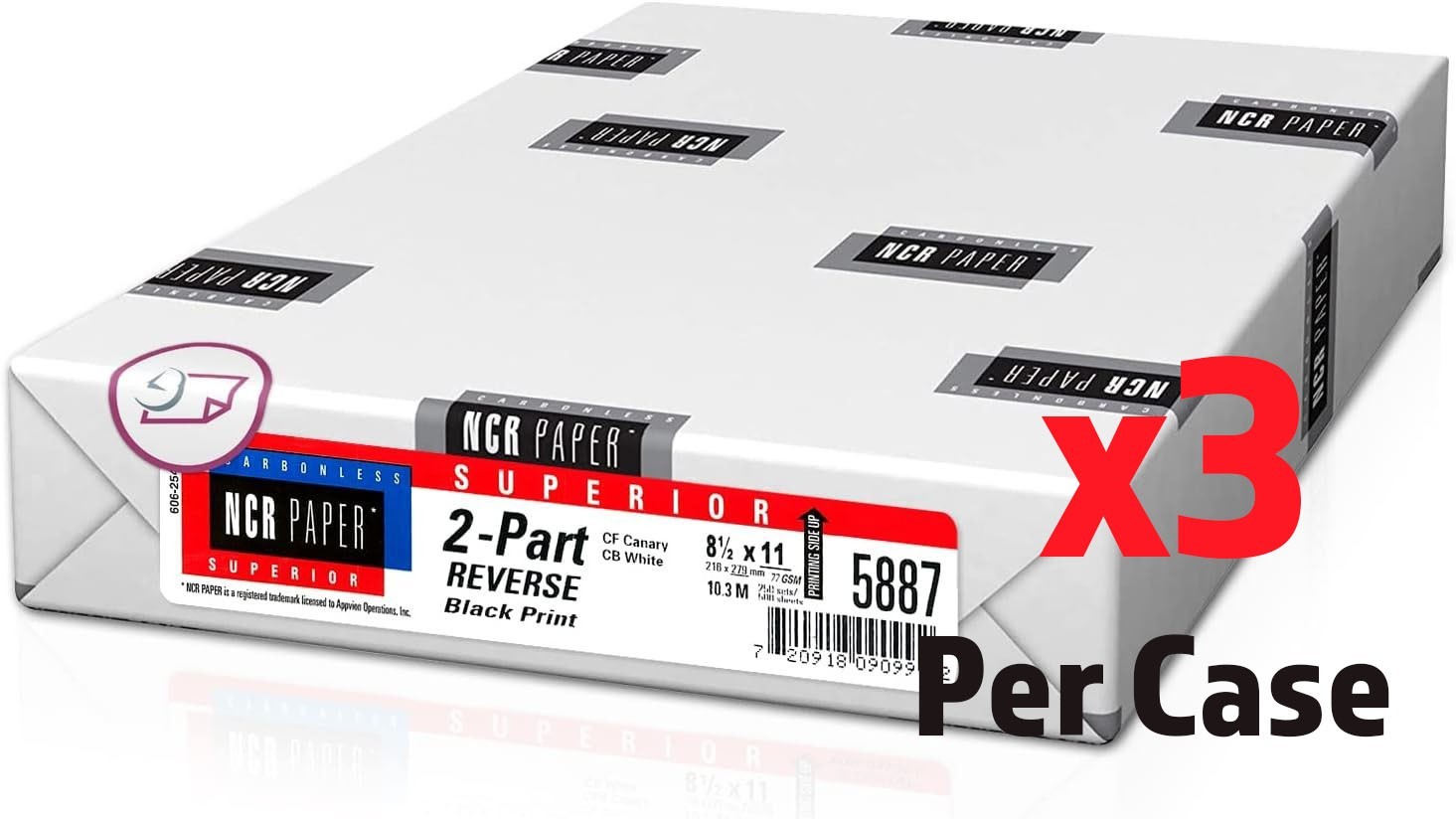 Excel Carbonless 2-Part Rev Paper, Canary/White, 8-1/2″ x 11″ – 3 Reams 750 Sets