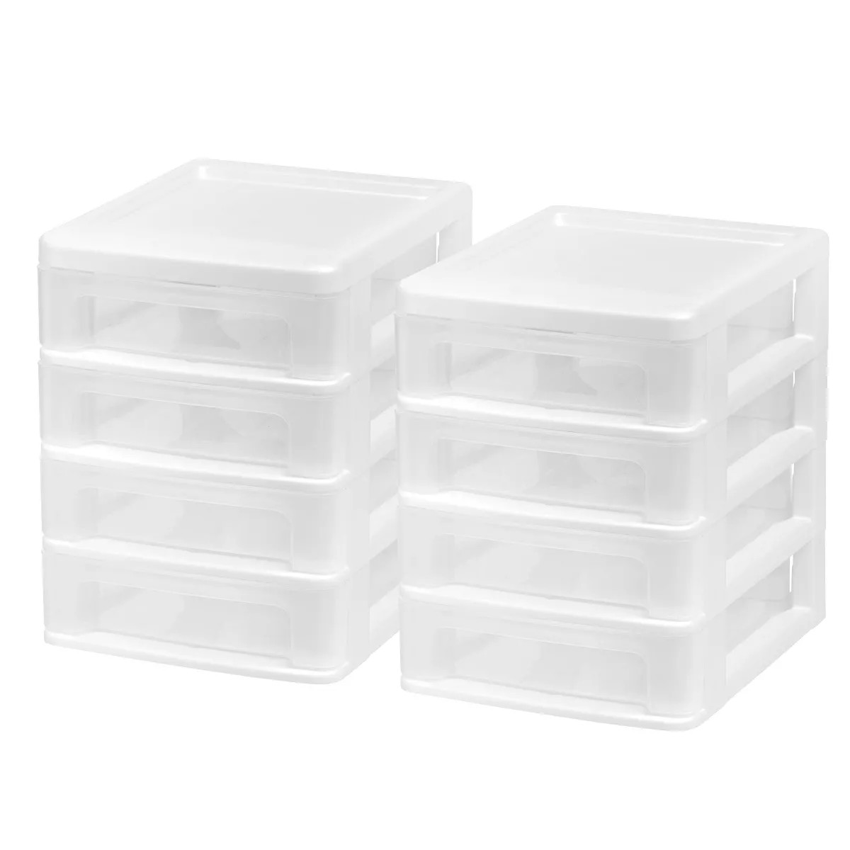 4 Drawer Desktop Organizer Storage Cabinet Plastic Stackable White