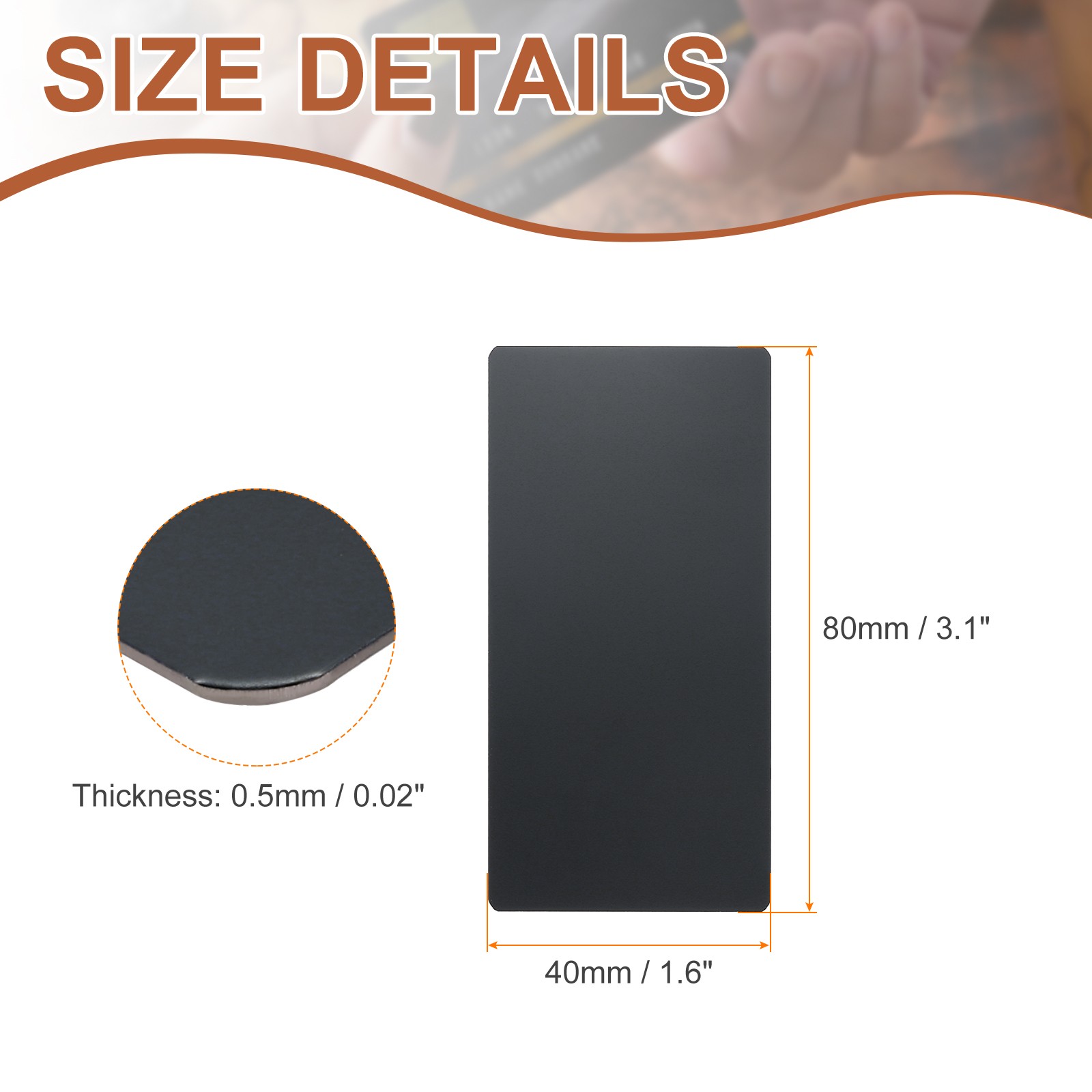 5pcs Metal Business Cards Blanks 3.1×1.6×0.02 Inch Titanium Laser Engrave Black