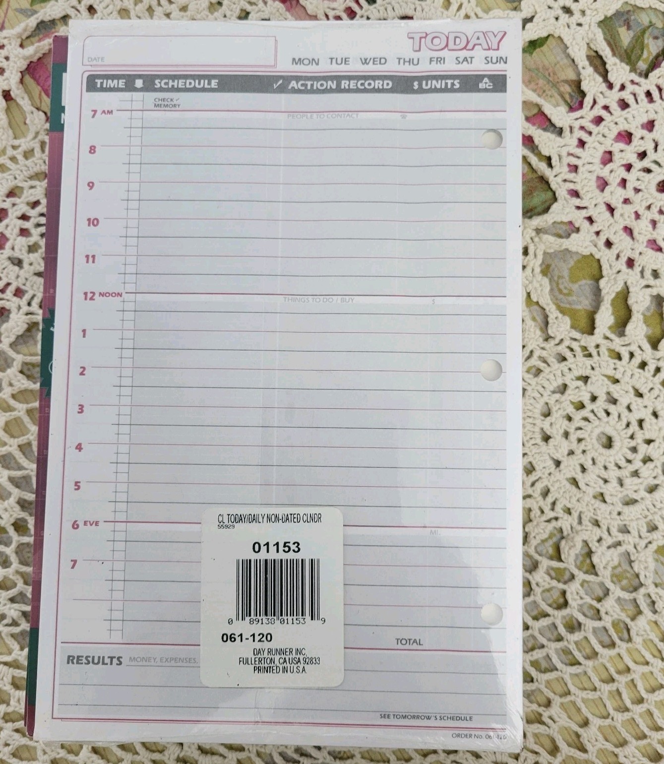 Lot 5 -Day Runner Daily Calendar Pages 5.5″ x 8.5″ Refill Pages 3 Ring Non-dated