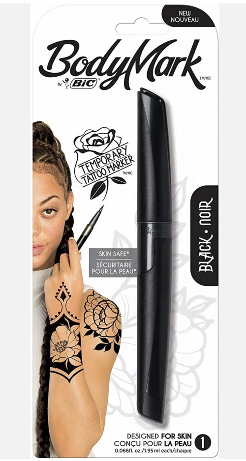 Bic BodyMark Temporary Tattoo Markers, Black, 1-Count 0.07 Fl Oz